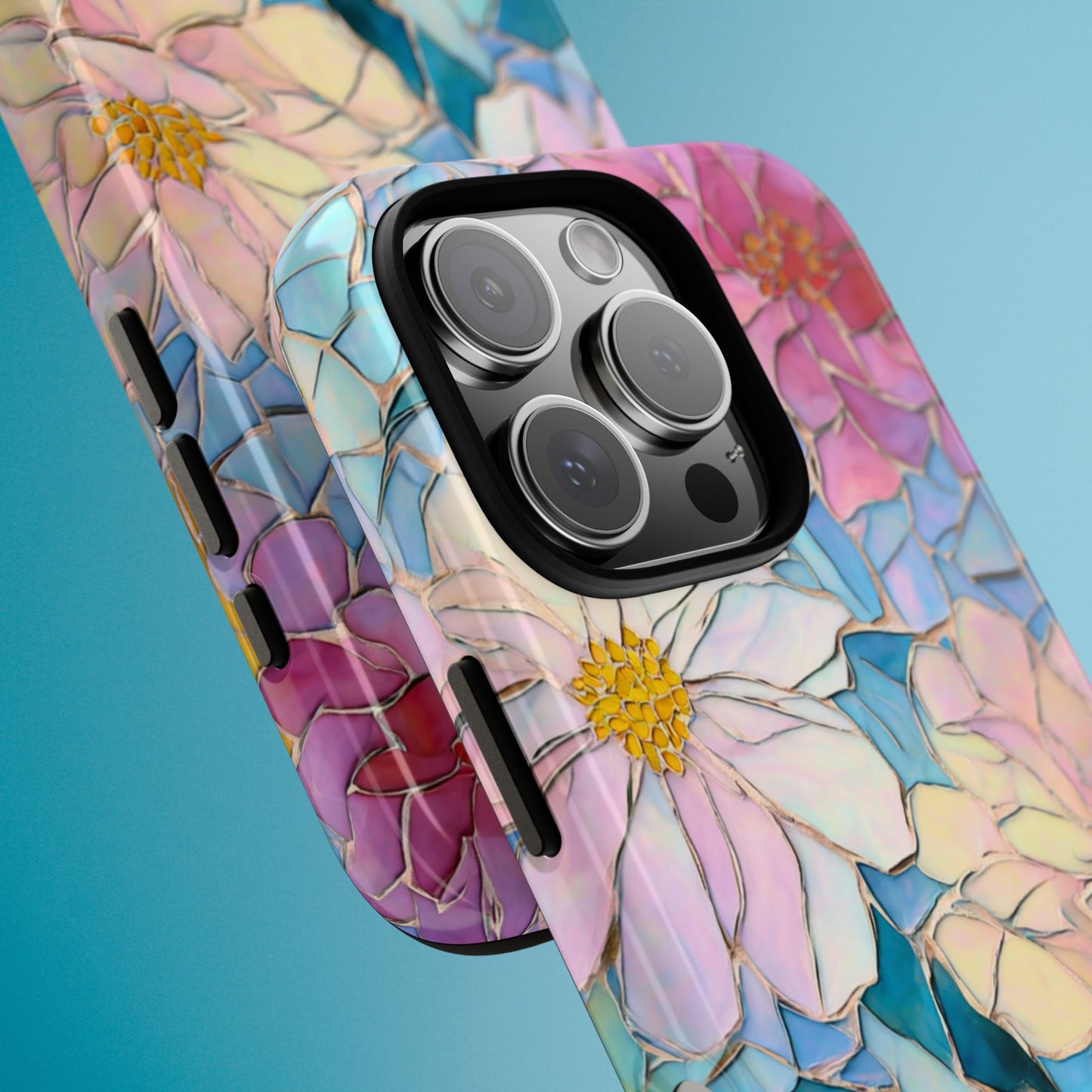 Floral Mosaic Phone Case, Colorful Flower Art Cover, Protective iPhone Samsung Pixel Case, New Phone Accessory, Gift for Friend