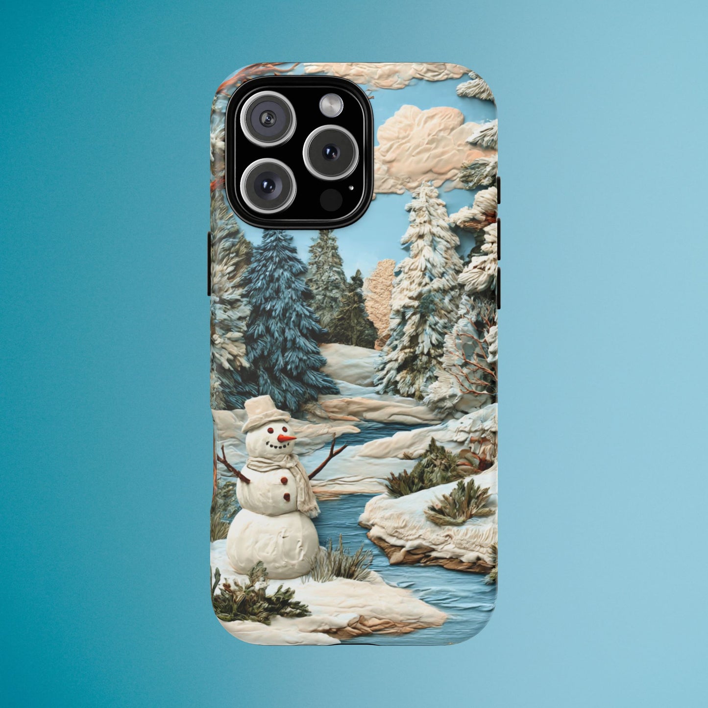 Snowman Winter Scene Phone Case Christmas Holiday Cover for iPhone Samsung Pixel
