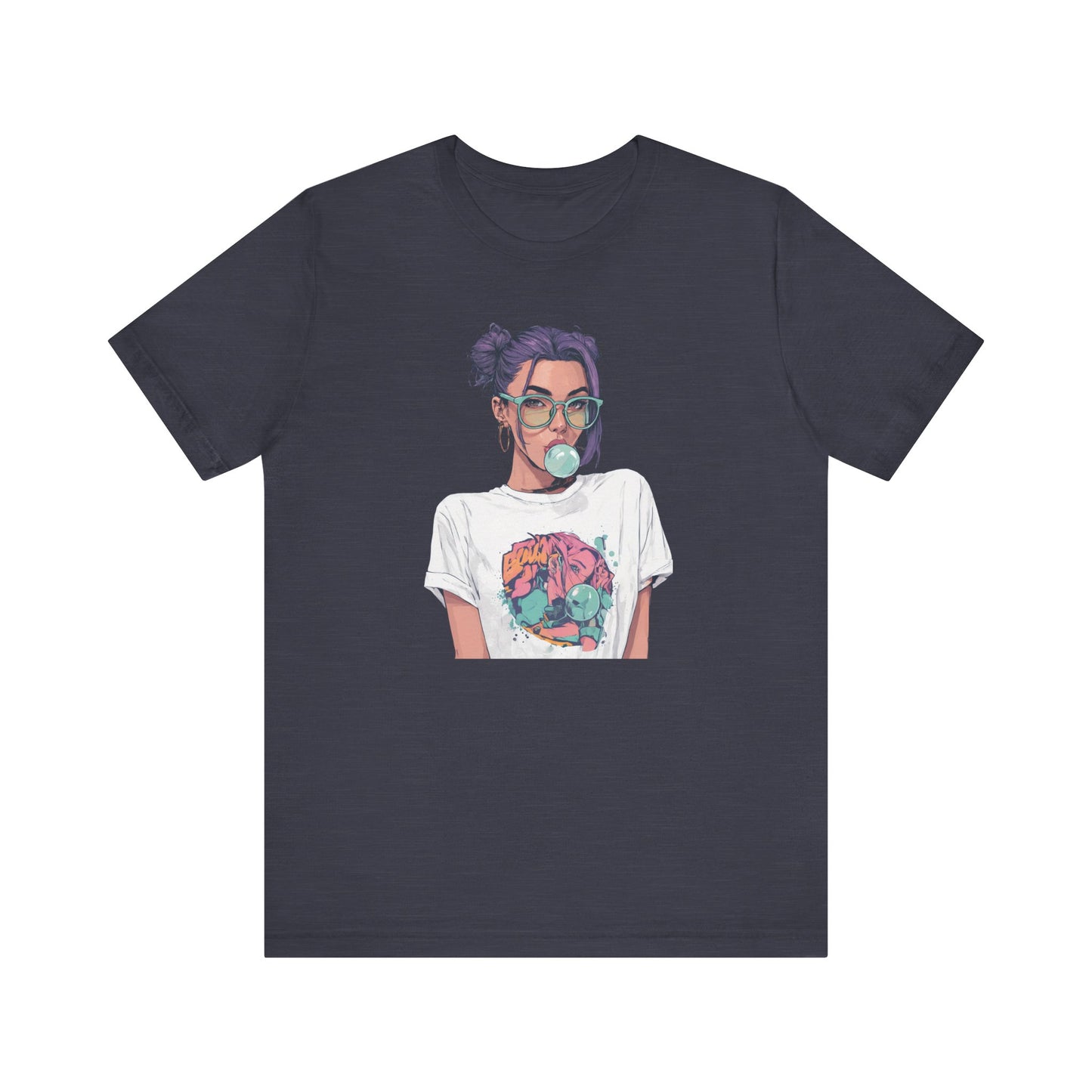 Anime Girl Graphic T Shirt, Bubblegum Pop Art Tee, Japanese Streetwear Aesthetic, Cool Manga Style Top, Gift for Anime Fans