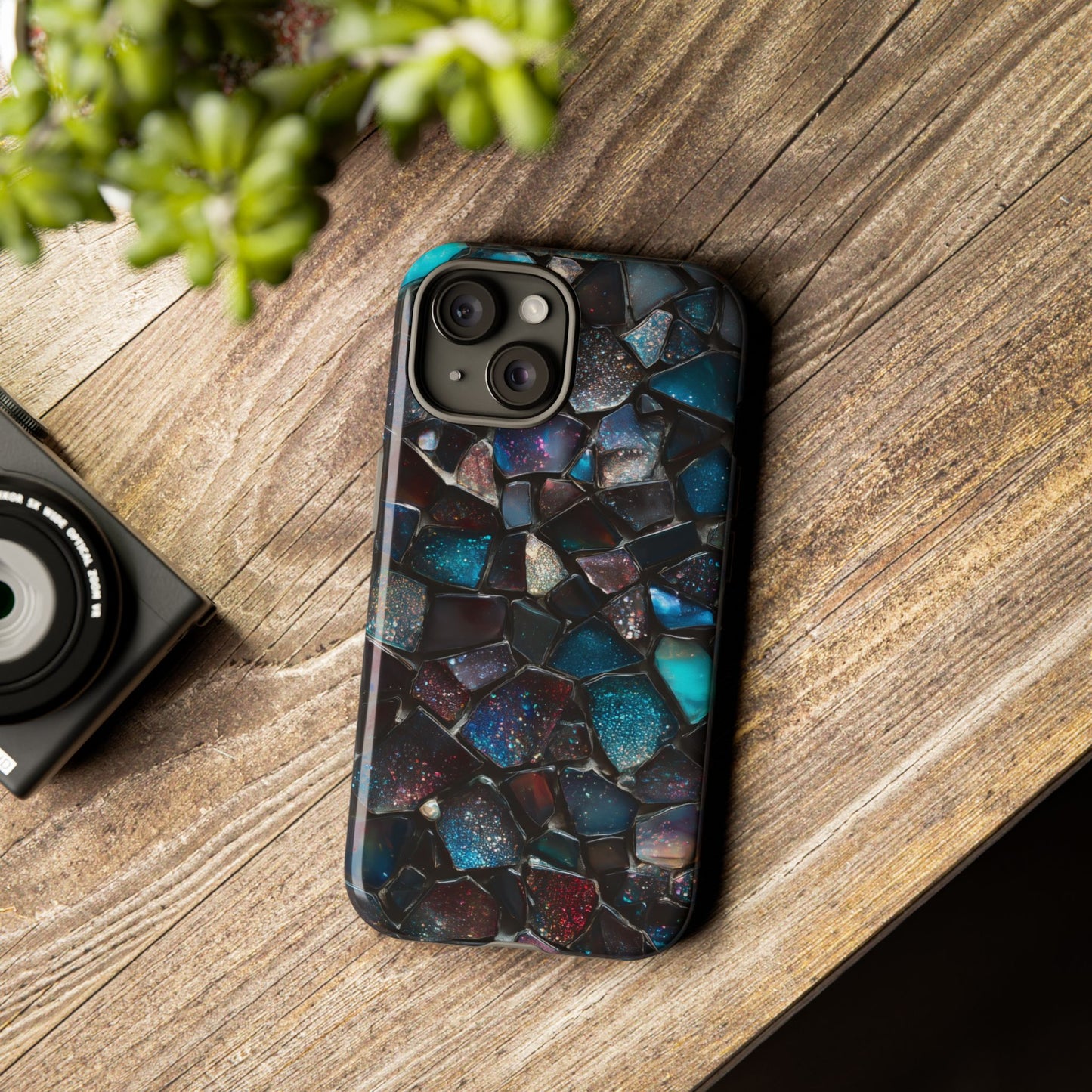 Gemstone Mosaic Phone Case, Crystal Stone Aesthetic Cover, Tough Protective Case for iPhone, Samsung, Pixel