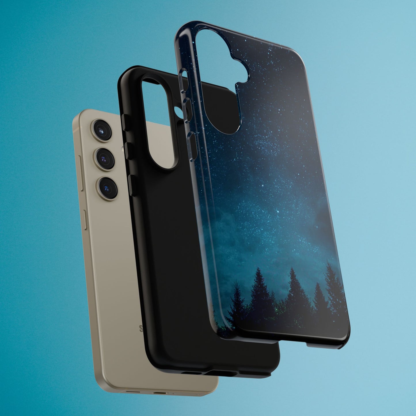 Dark Starry Night Phone Case - Winter Theme Phone Cover for iPhone, Pixel and Samsung Galaxy Models