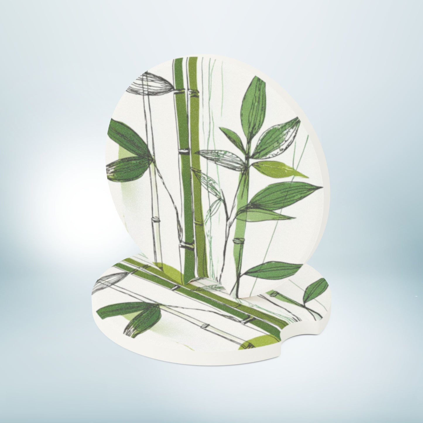 Car Coaster, Soapstone Coaster, Botanical Design, Bamboo Graphic, Minimal Nature Car Accessory, New Car Gift, Cute Interior Car Decor