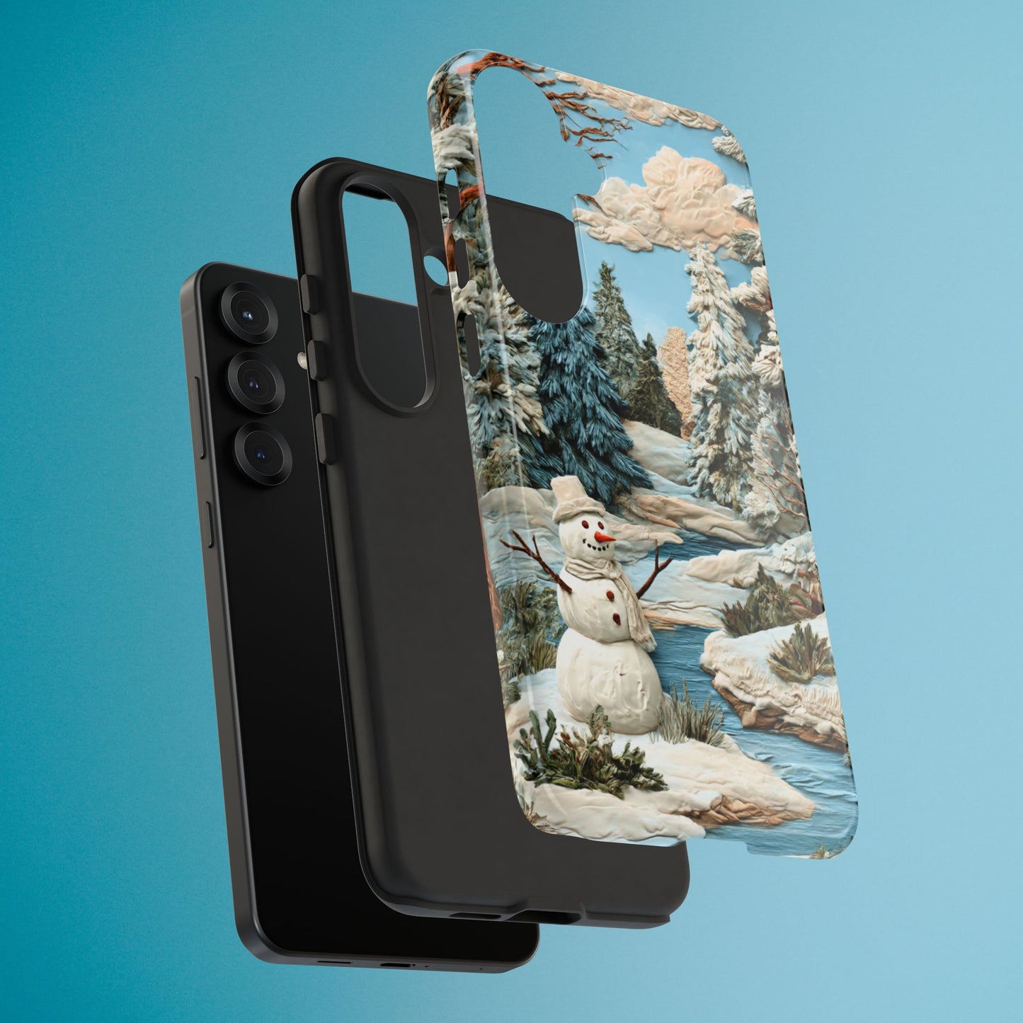 Snowman Winter Scene Phone Case Christmas Holiday Cover for iPhone Samsung Pixel