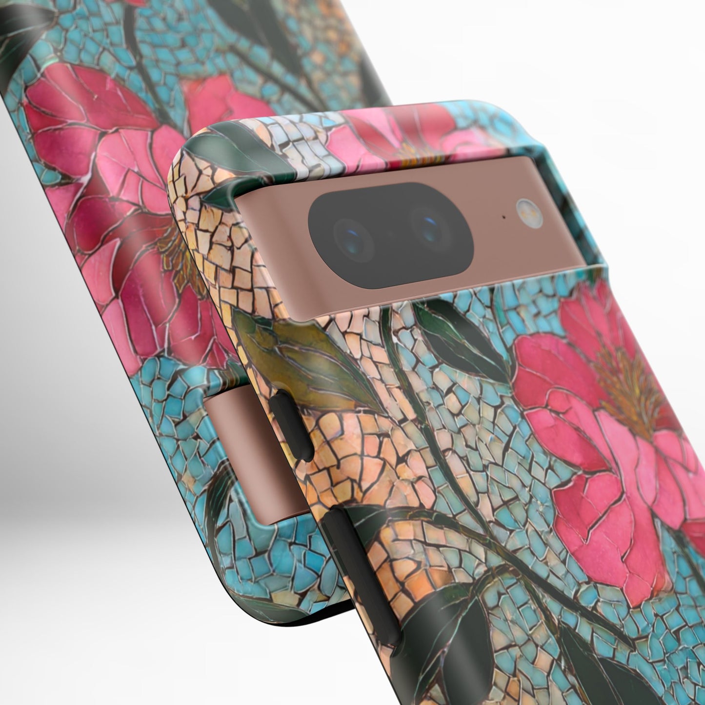 Bright Floral Mosaic Phone Case, iPhone 15 16 17 Pro Air Case, Pixel 9 Pro Cover, Samsung Galaxy 25 Pro Case