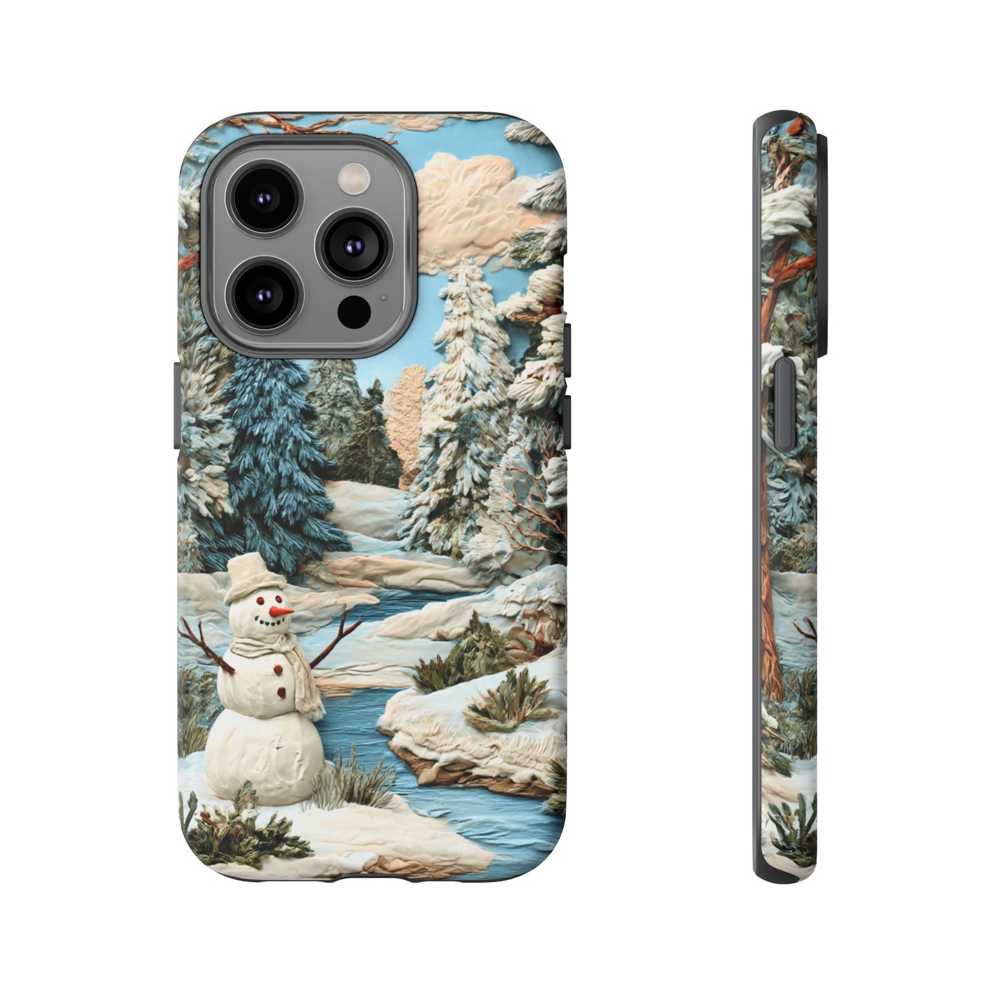 Snowman Winter Scene Phone Case Christmas Holiday Cover for iPhone Samsung Pixel