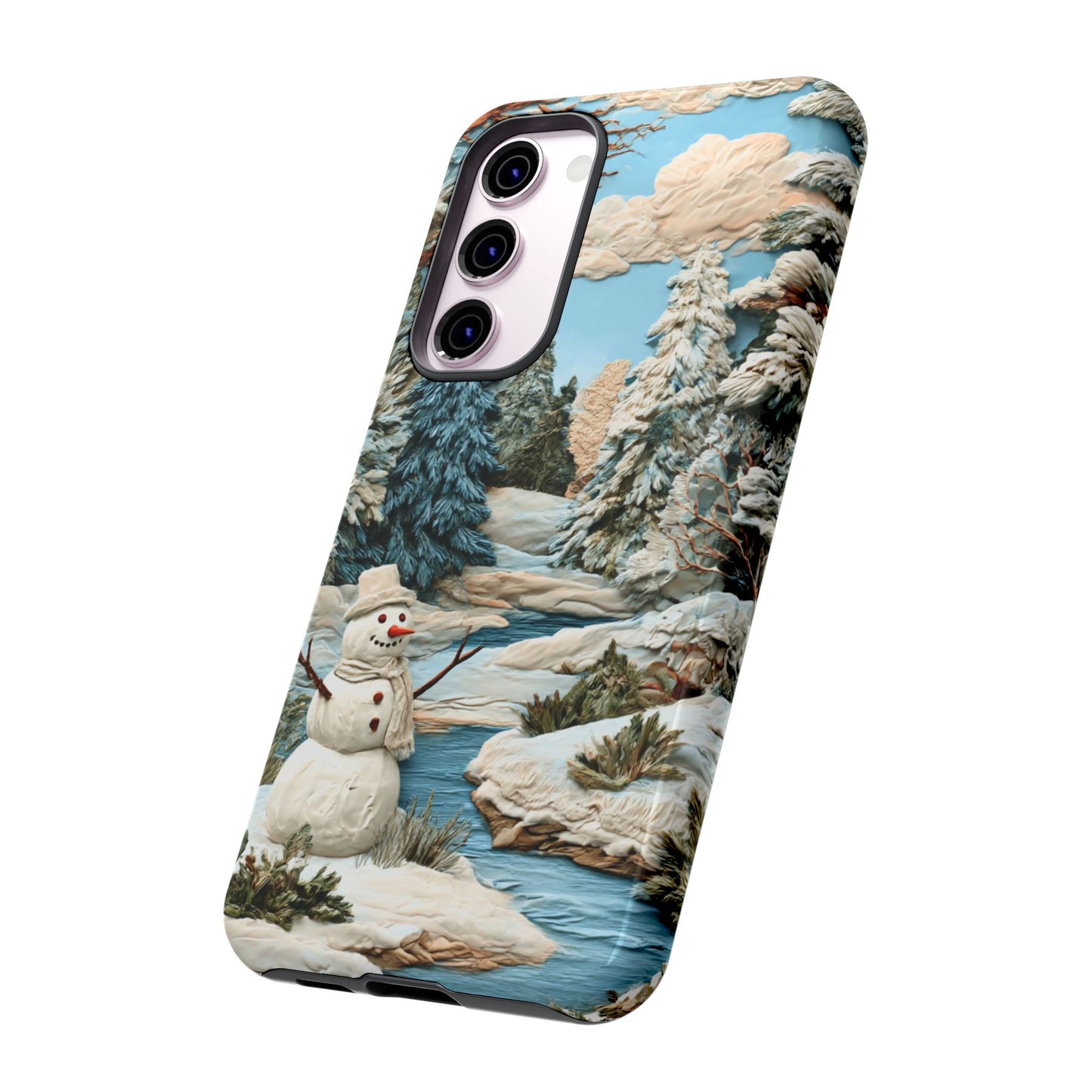 Snowman Winter Scene Phone Case Christmas Holiday Cover for iPhone Samsung Pixel