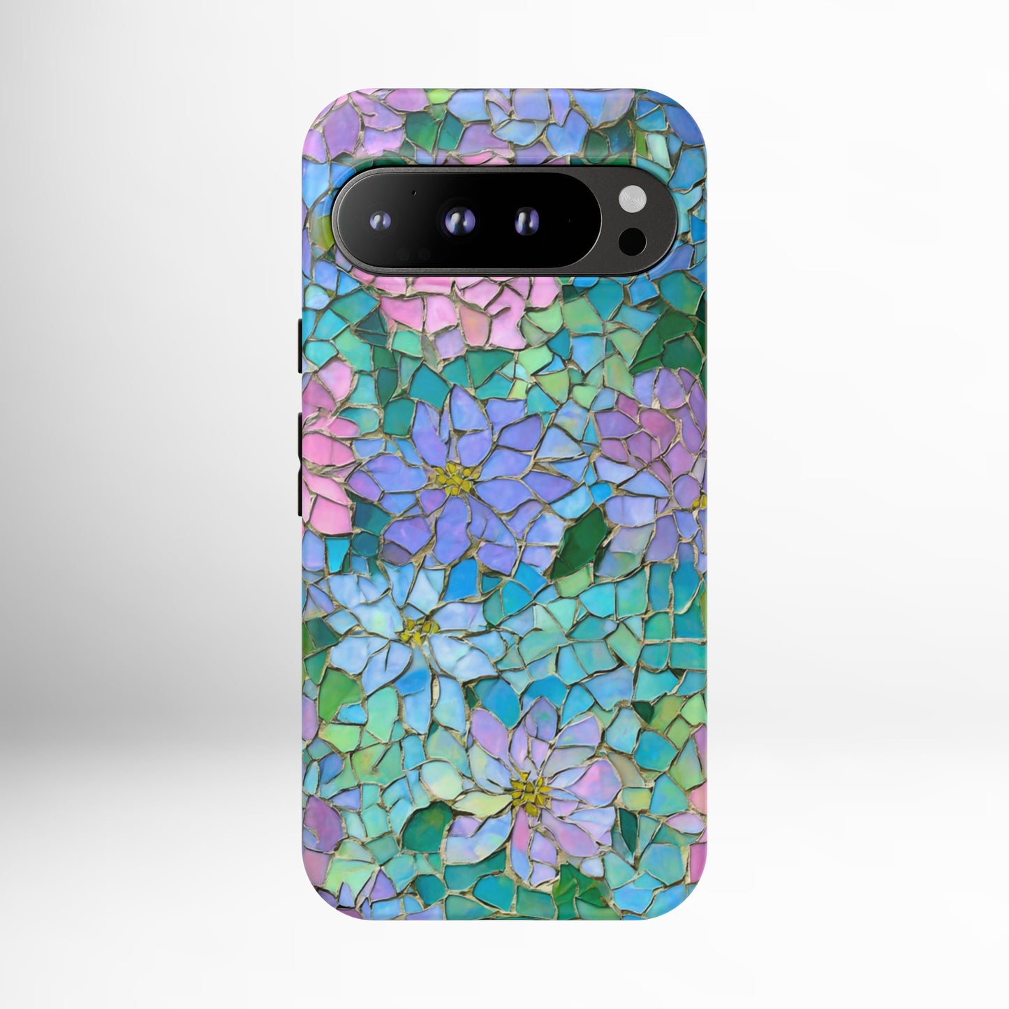 Mosaic Floral Phone Case, iPhone 17 Air Case, Pixel 9 Pro XL Cover, Samsung Galaxy 25 Plus Ultra Tough Case