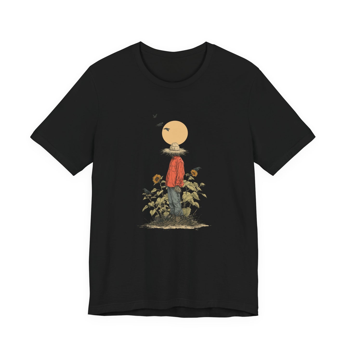 Spooky Scarecrow Shirt - Crows and Sunflowers Tee, Halloween Farm Shirt, Fall Graphic Tee, Rustic October Apparel