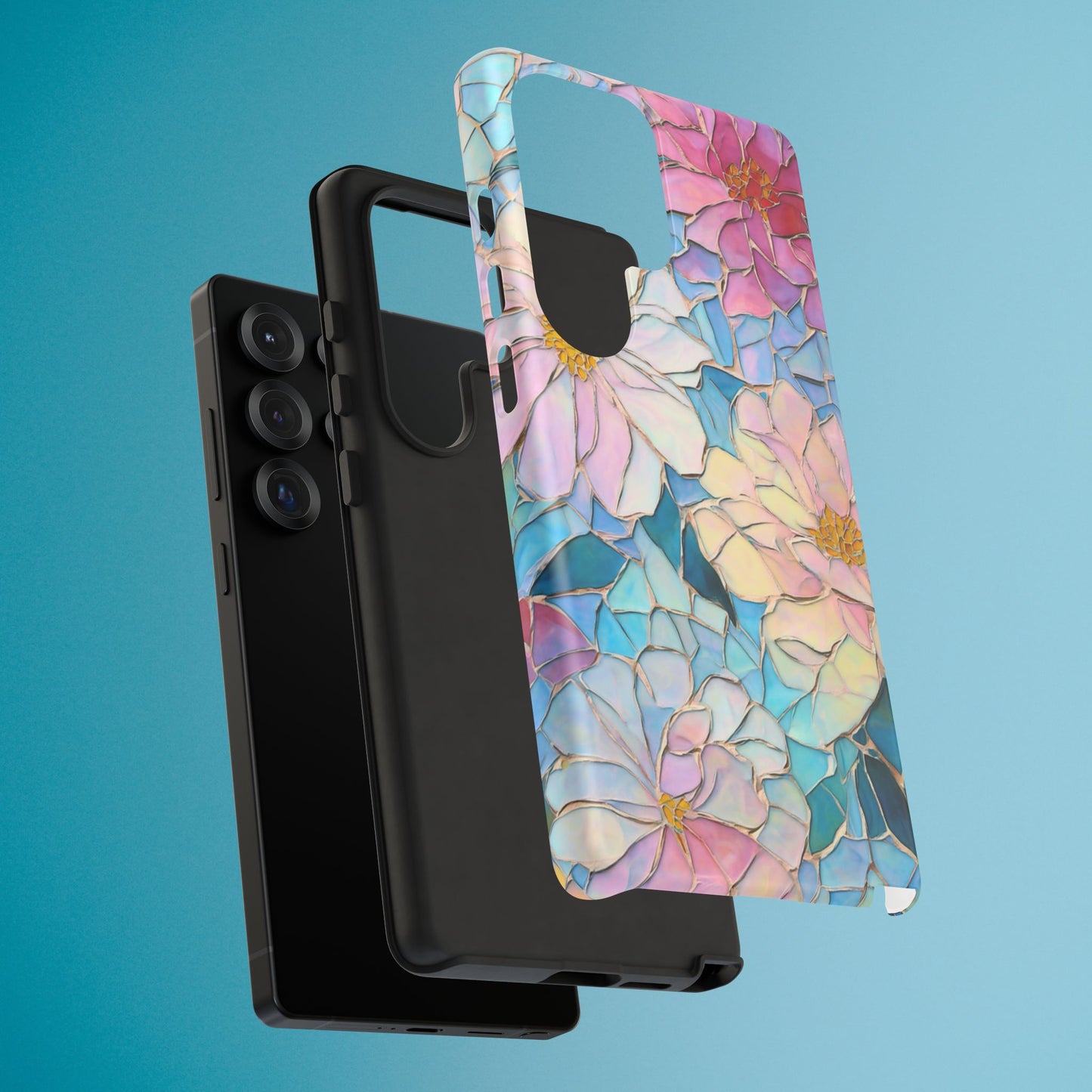 Floral Mosaic Phone Case, Colorful Flower Art Cover, Protective iPhone Samsung Pixel Case, New Phone Accessory, Gift for Friend