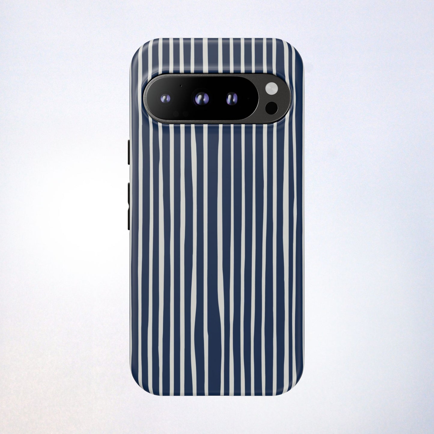 Navy Striped Phone Case | Minimalist Blue and White Stripe Design, Nautical Aesthetic Protective Cover