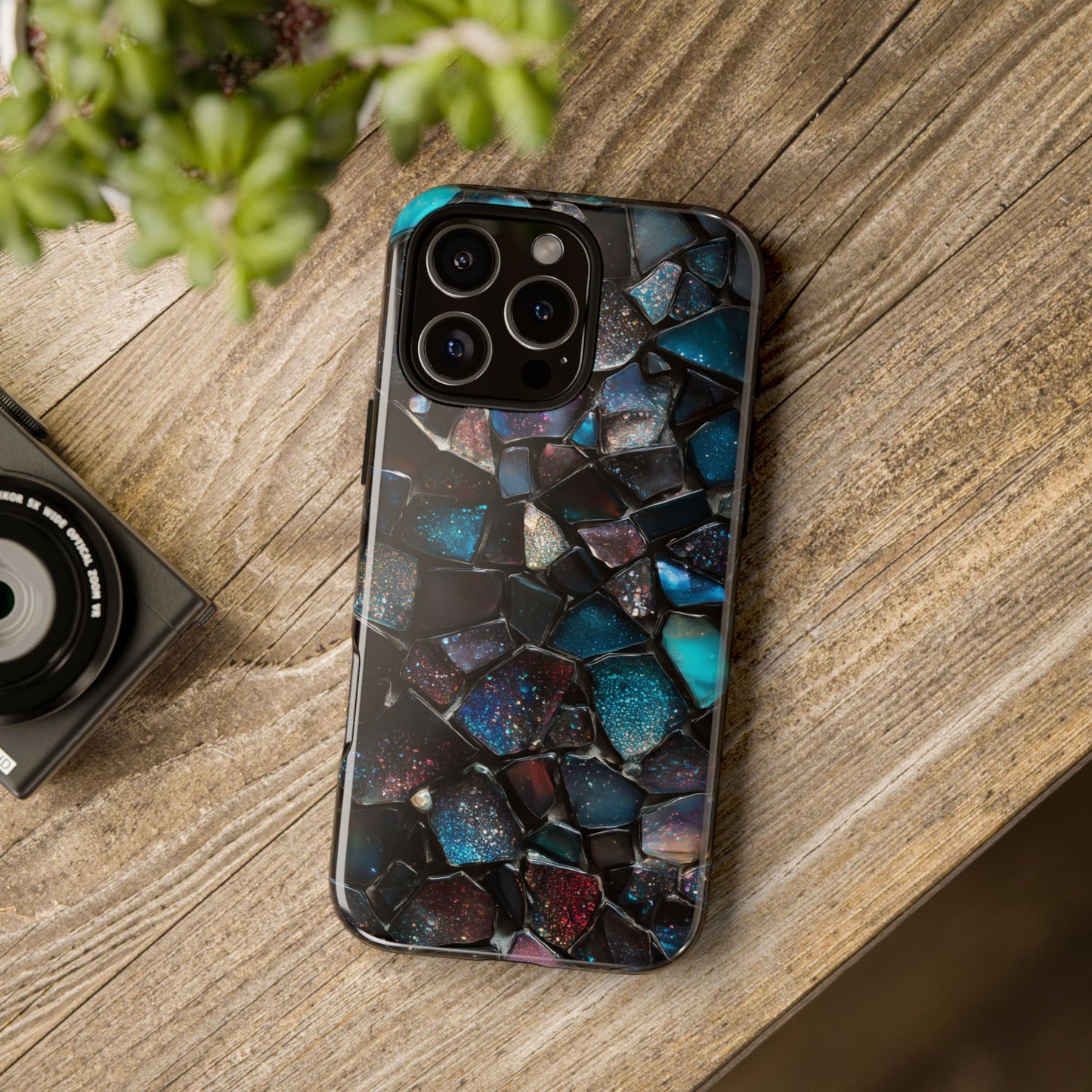 Gemstone Mosaic Phone Case, Crystal Stone Aesthetic Cover, Tough Protective Case for iPhone, Samsung, Pixel