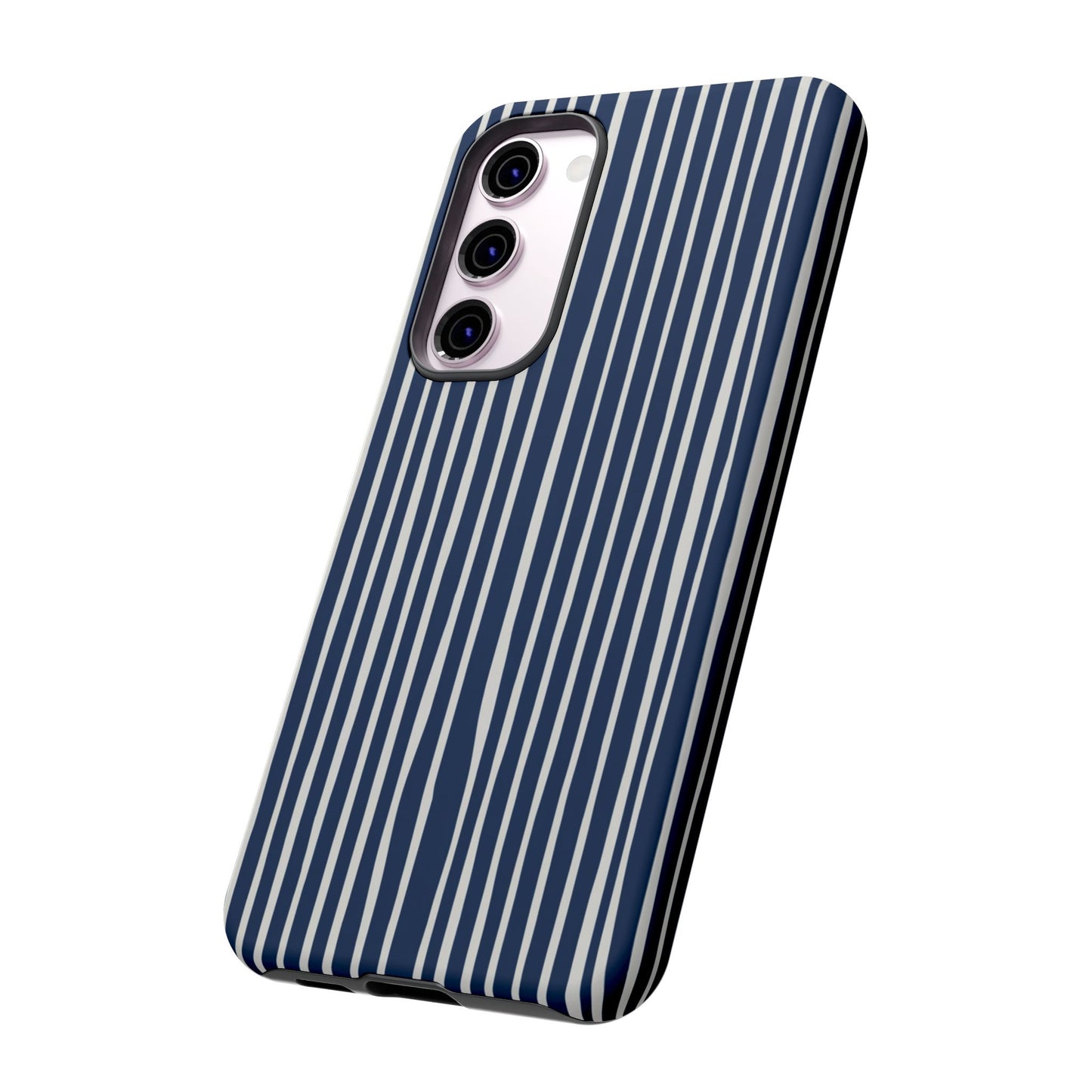 Navy Striped Phone Case | Minimalist Blue and White Stripe Design, Nautical Aesthetic Protective Cover