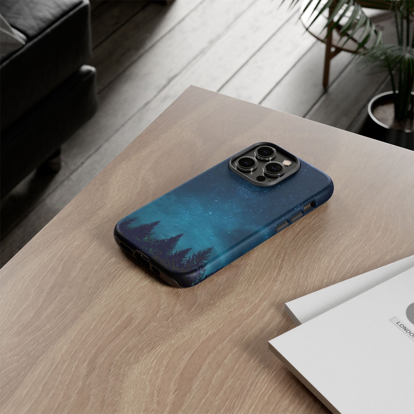 Dark Starry Night Phone Case - Winter Theme Phone Cover for iPhone, Pixel and Samsung Galaxy Models