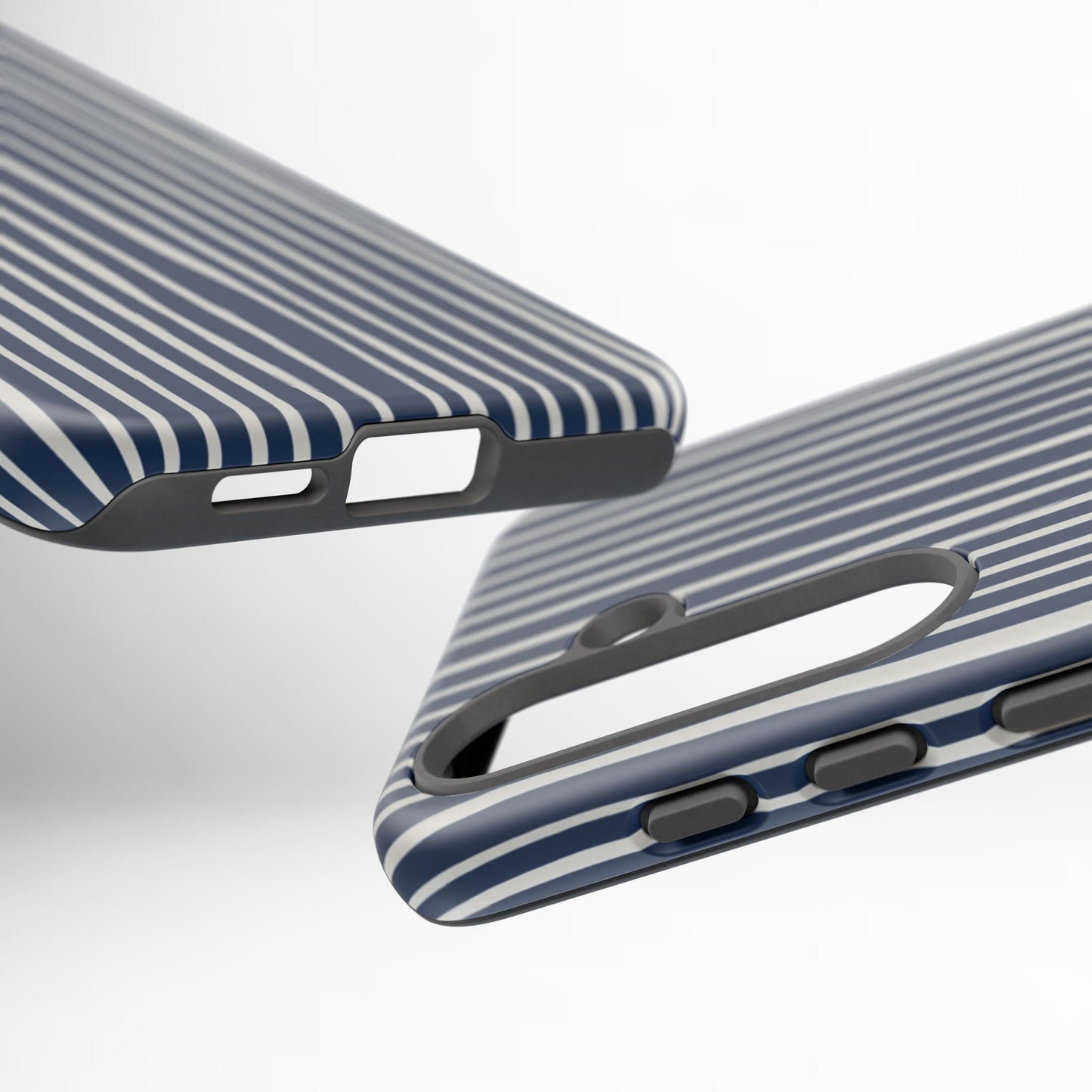 Navy Striped Phone Case | Minimalist Blue and White Stripe Design, Nautical Aesthetic Protective Cover