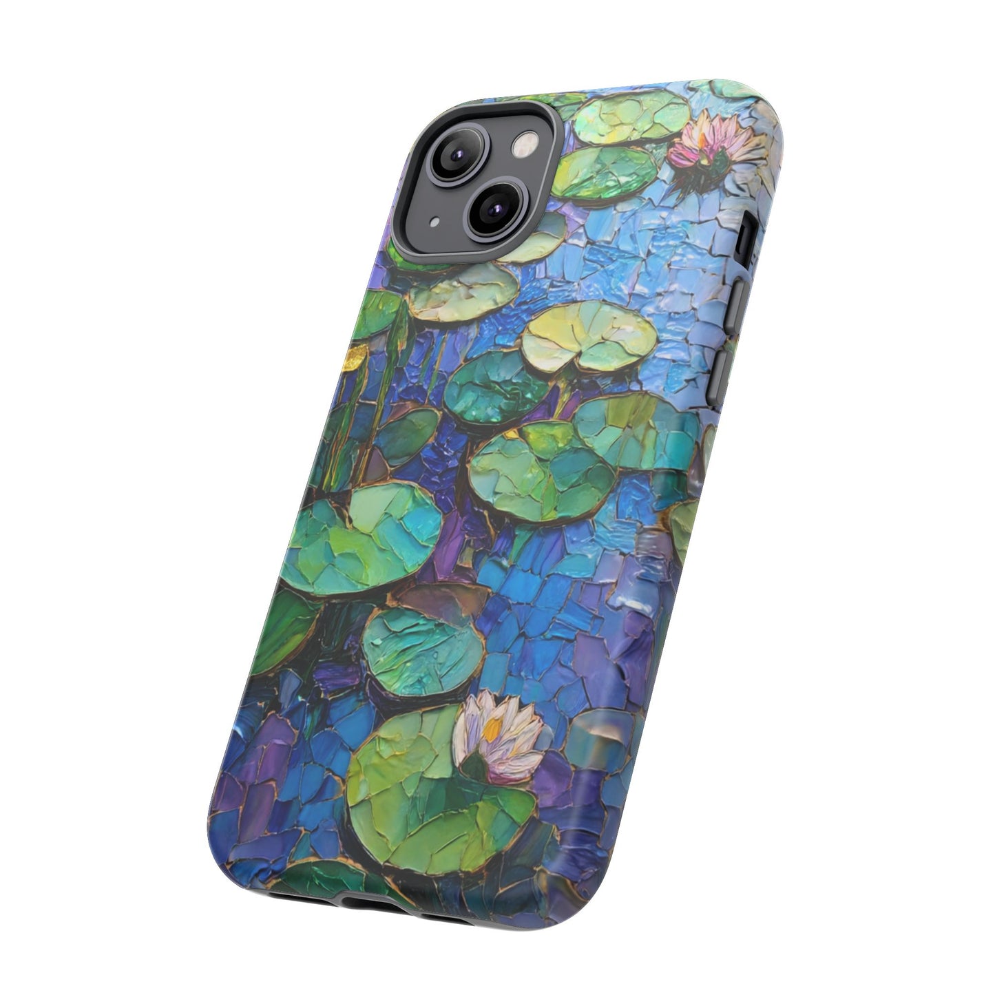 Lily Pad Phone Case, Impressionist Mosaic Botanical Cover, iPhone 15 16 17 Pro Air, Google Pixel 7 8 9 Pro, Samsung S23 S24 S25 S26 Ultra