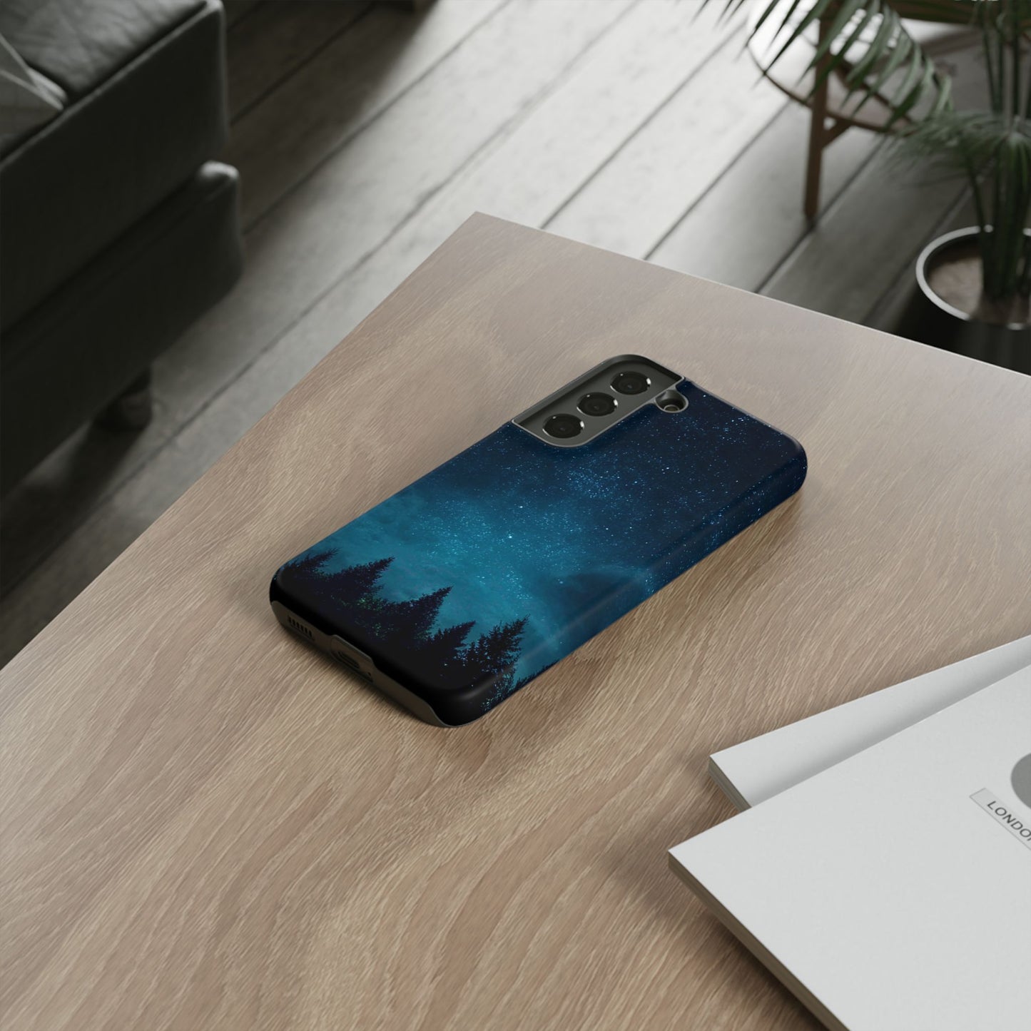 Dark Starry Night Phone Case - Winter Theme Phone Cover for iPhone, Pixel and Samsung Galaxy Models