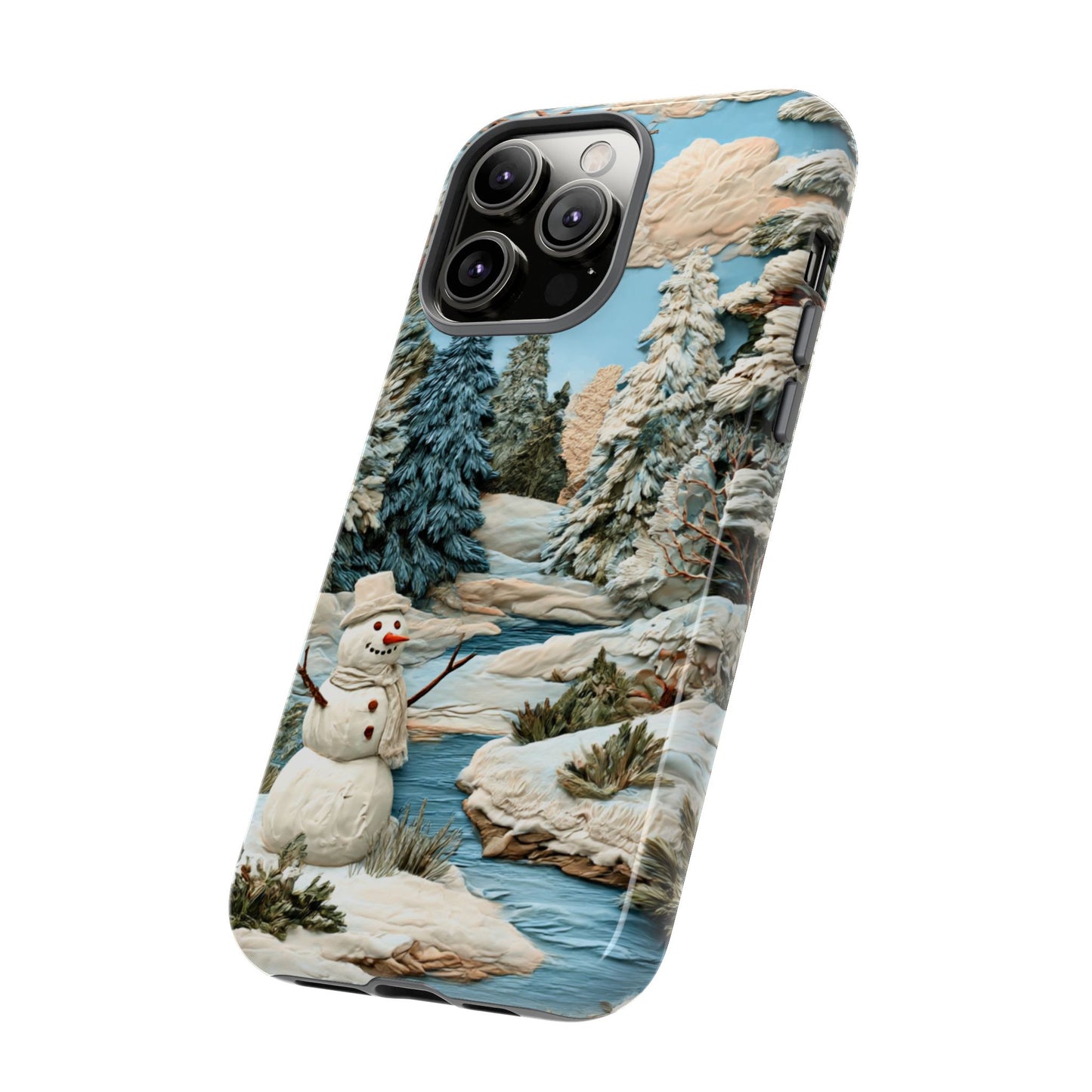Snowman Winter Scene Phone Case Christmas Holiday Cover for iPhone Samsung Pixel