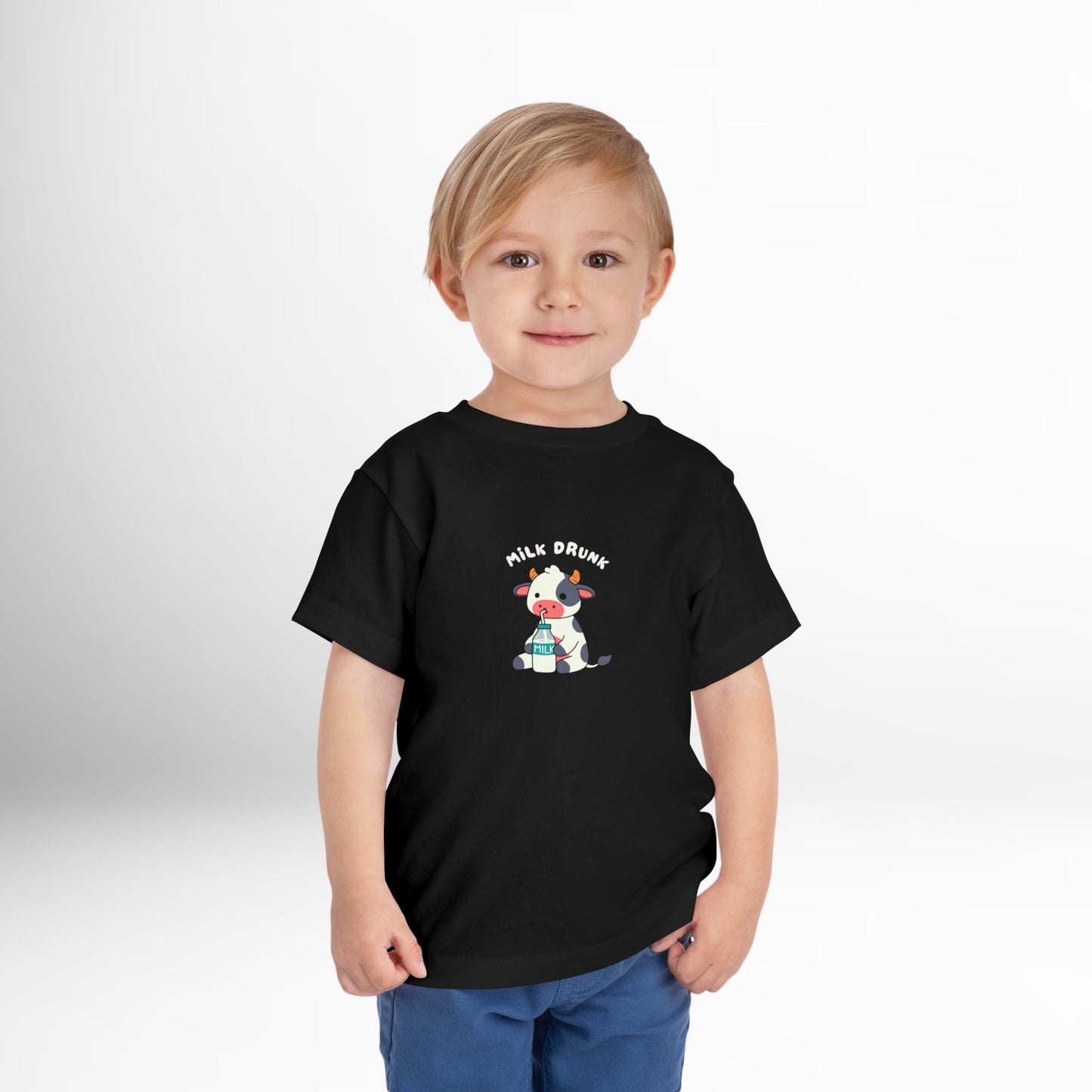Milk Drunk Toddler Shirt - Cute Cow Graphic Cotton Tee (2T-5T)