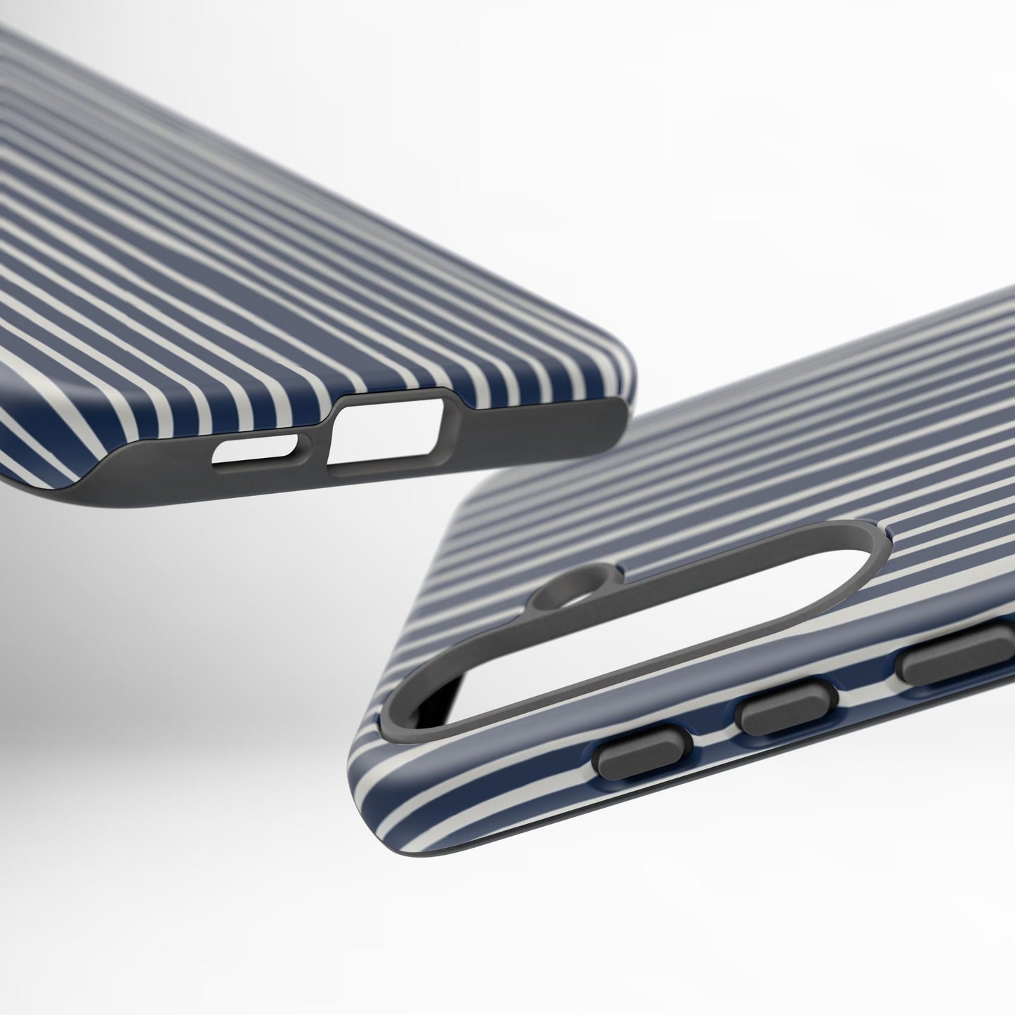 Navy Striped Phone Case | Minimalist Blue and White Stripe Design, Nautical Aesthetic Protective Cover