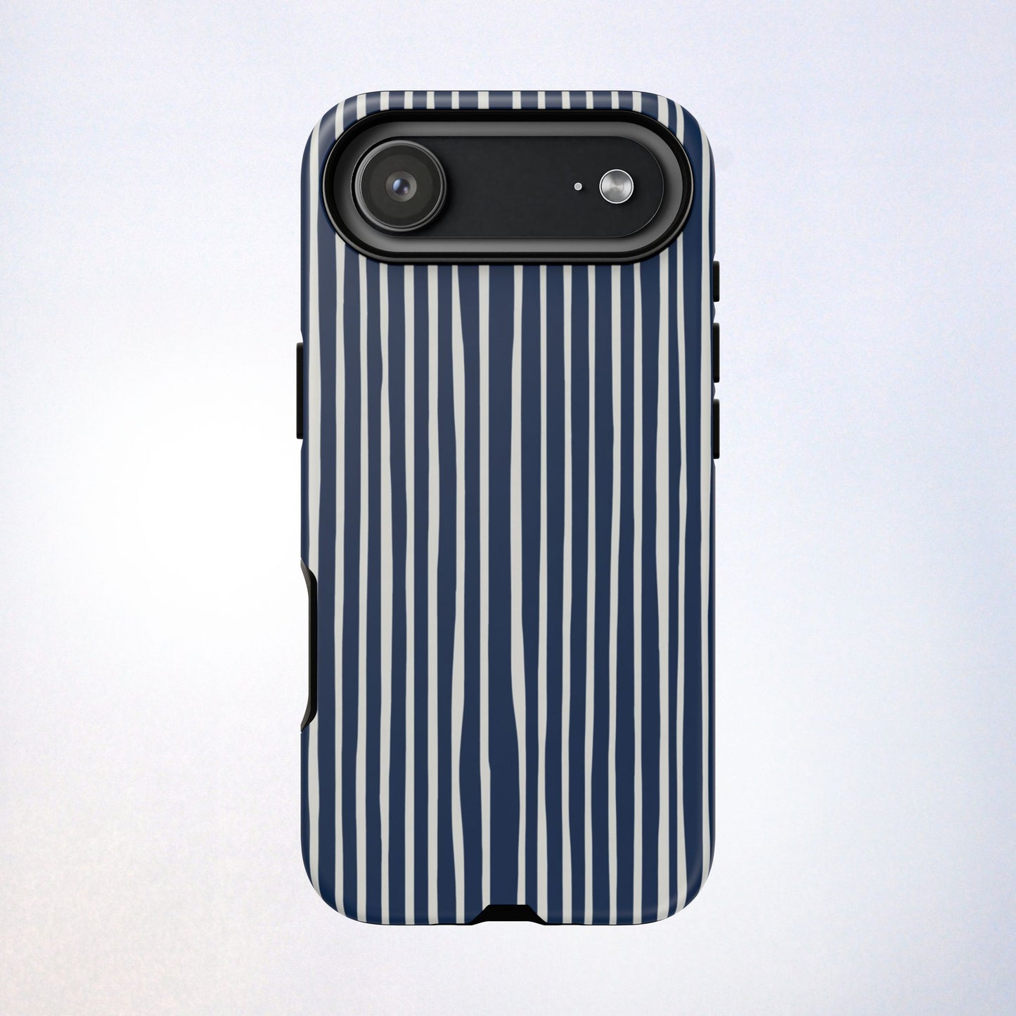Navy Striped Phone Case | Minimalist Blue and White Stripe Design, Nautical Aesthetic Protective Cover