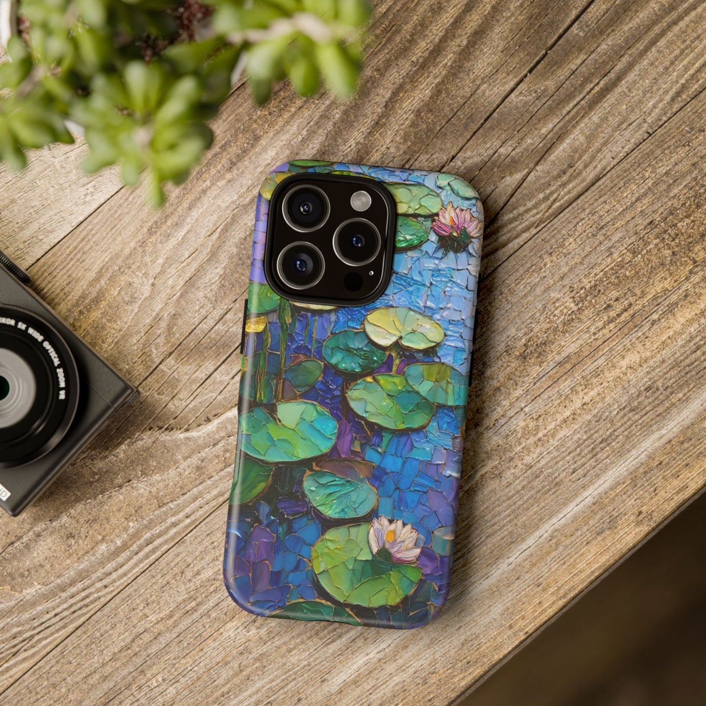 Lily Pad Phone Case, Impressionist Mosaic Botanical Cover, iPhone 15 16 17 Pro Air, Google Pixel 7 8 9 Pro, Samsung S23 S24 S25 S26 Ultra