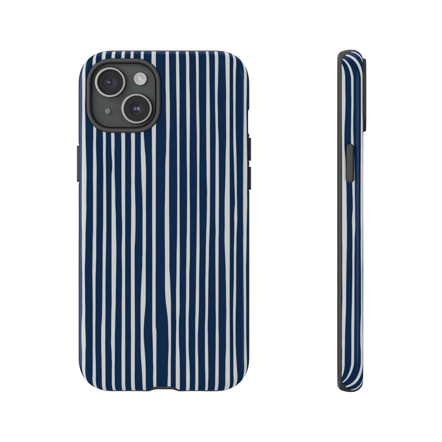 Navy Striped Phone Case | Minimalist Blue and White Stripe Design, Nautical Aesthetic Protective Cover