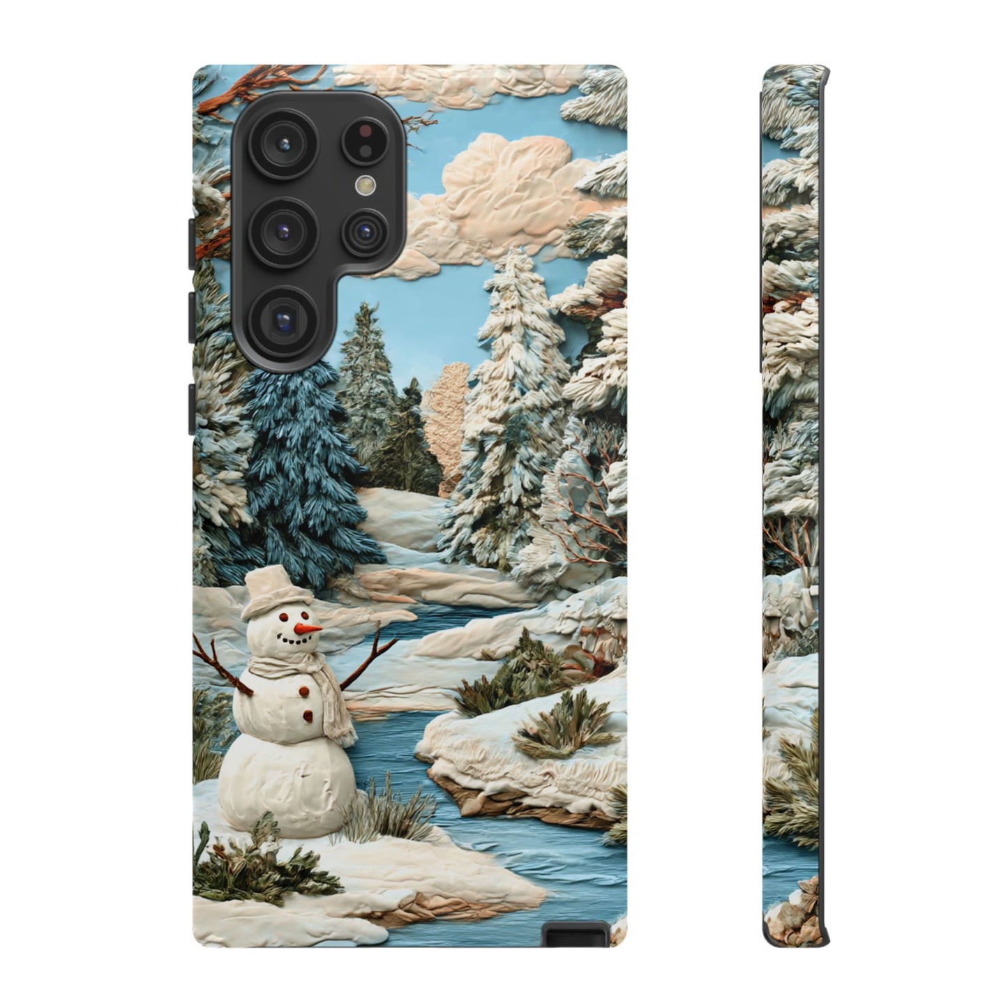 Snowman Winter Scene Phone Case Christmas Holiday Cover for iPhone Samsung Pixel