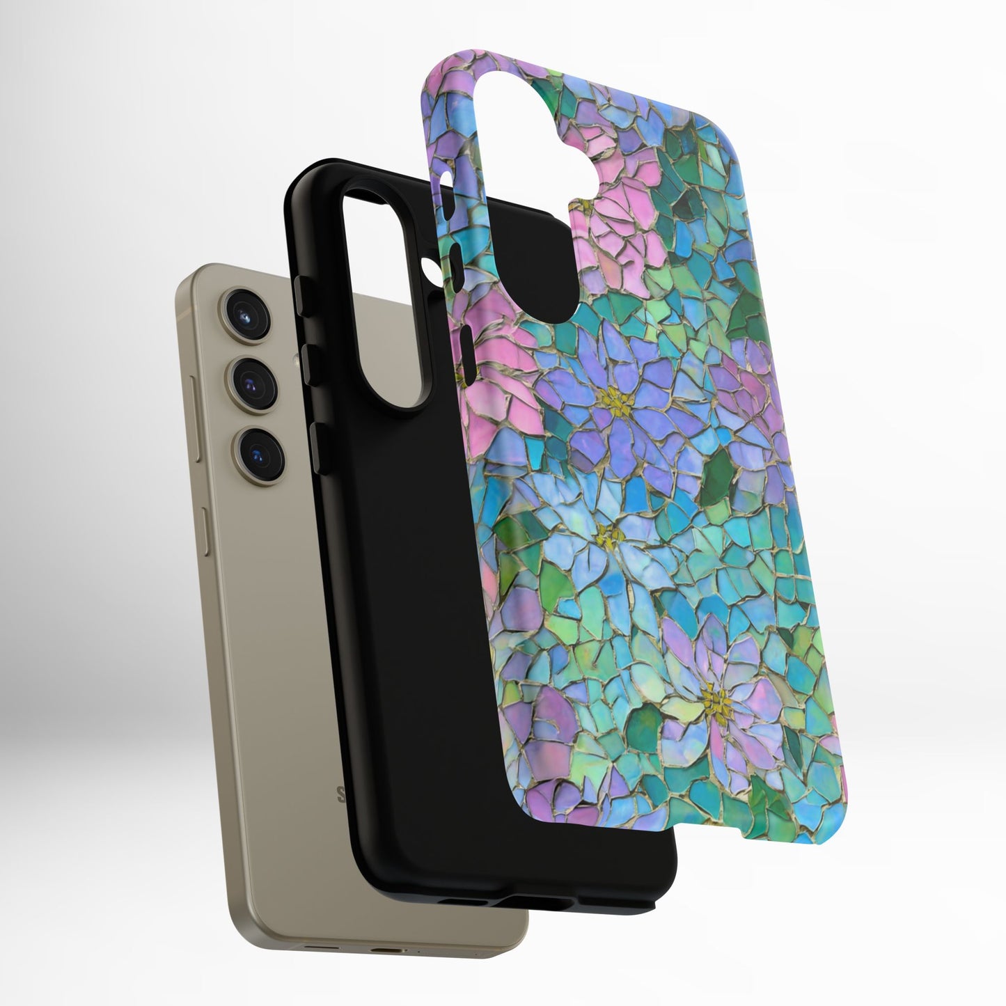 Mosaic Floral Phone Case, iPhone 17 Air Case, Pixel 9 Pro XL Cover, Samsung Galaxy 25 Plus Ultra Tough Case