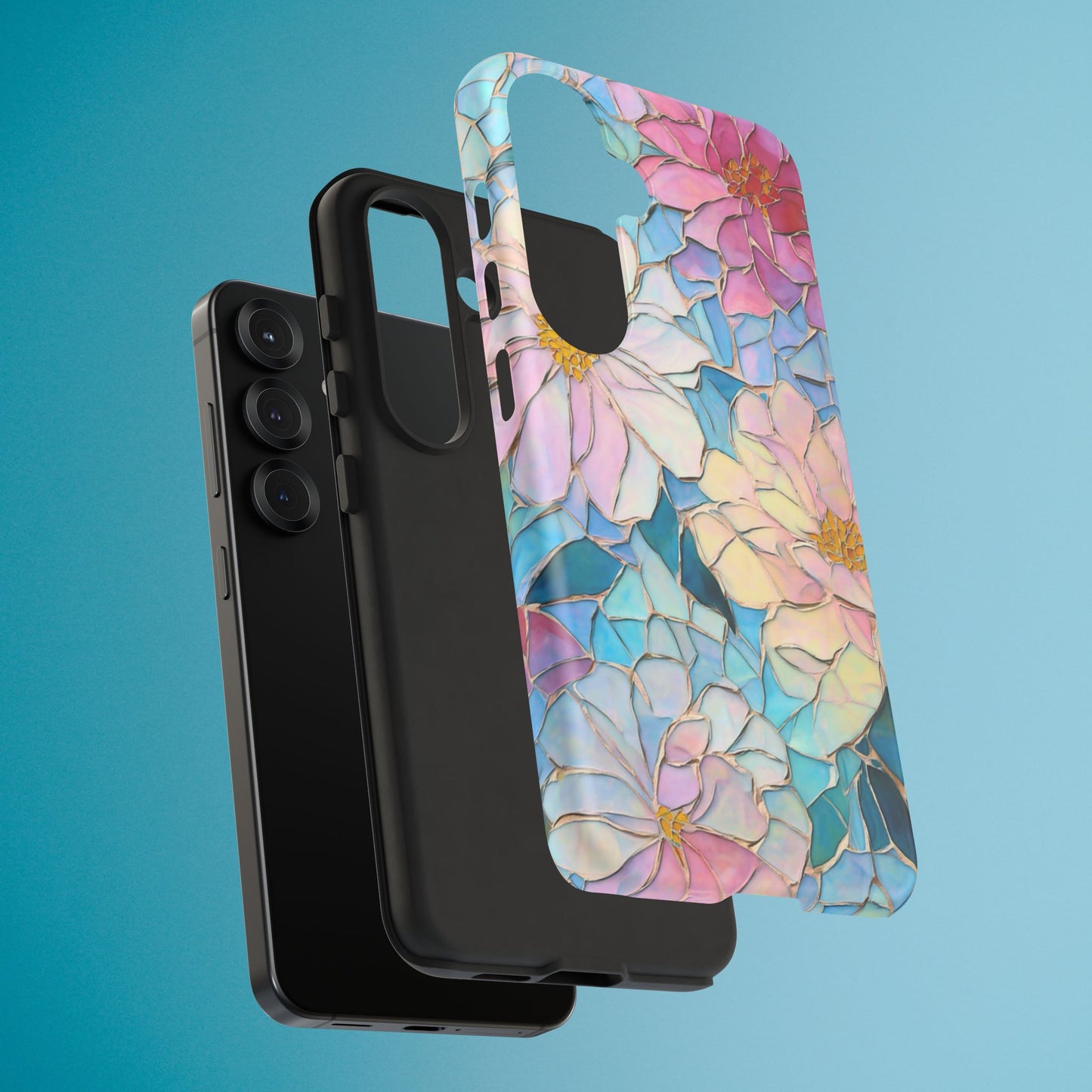 Floral Mosaic Phone Case, Colorful Flower Art Cover, Protective iPhone Samsung Pixel Case, New Phone Accessory, Gift for Friend