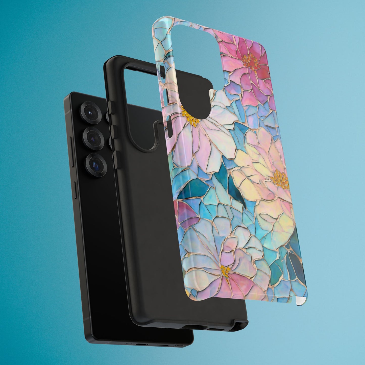 Floral Mosaic Phone Case, Colorful Flower Art Cover, Protective iPhone Samsung Pixel Case, New Phone Accessory, Gift for Friend