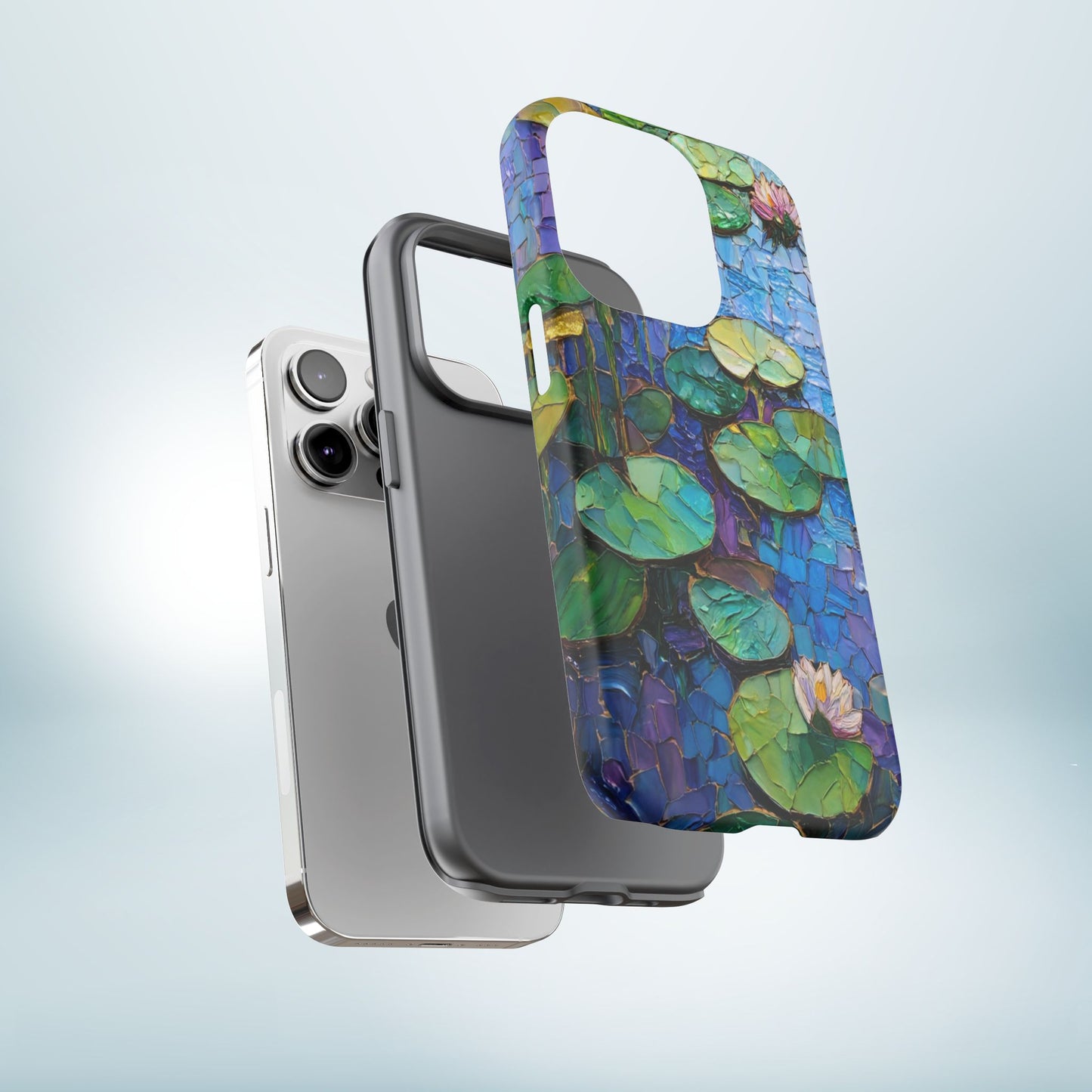 Lily Pad Phone Case, Impressionist Mosaic Botanical Cover, iPhone 15 16 17 Pro Air, Google Pixel 7 8 9 Pro, Samsung S23 S24 S25 S26 Ultra