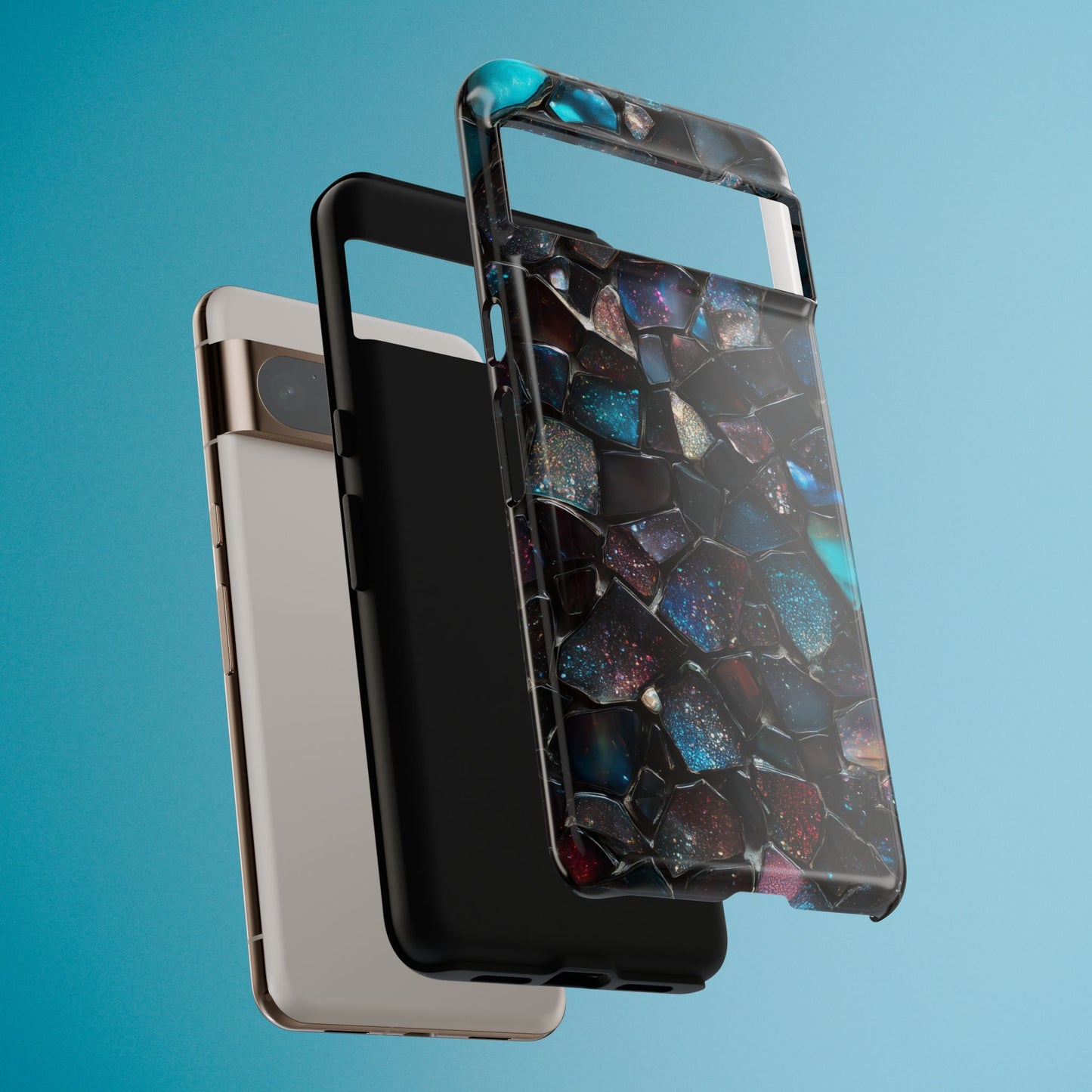 Gemstone Mosaic Phone Case, Crystal Stone Aesthetic Cover, Tough Protective Case for iPhone, Samsung, Pixel