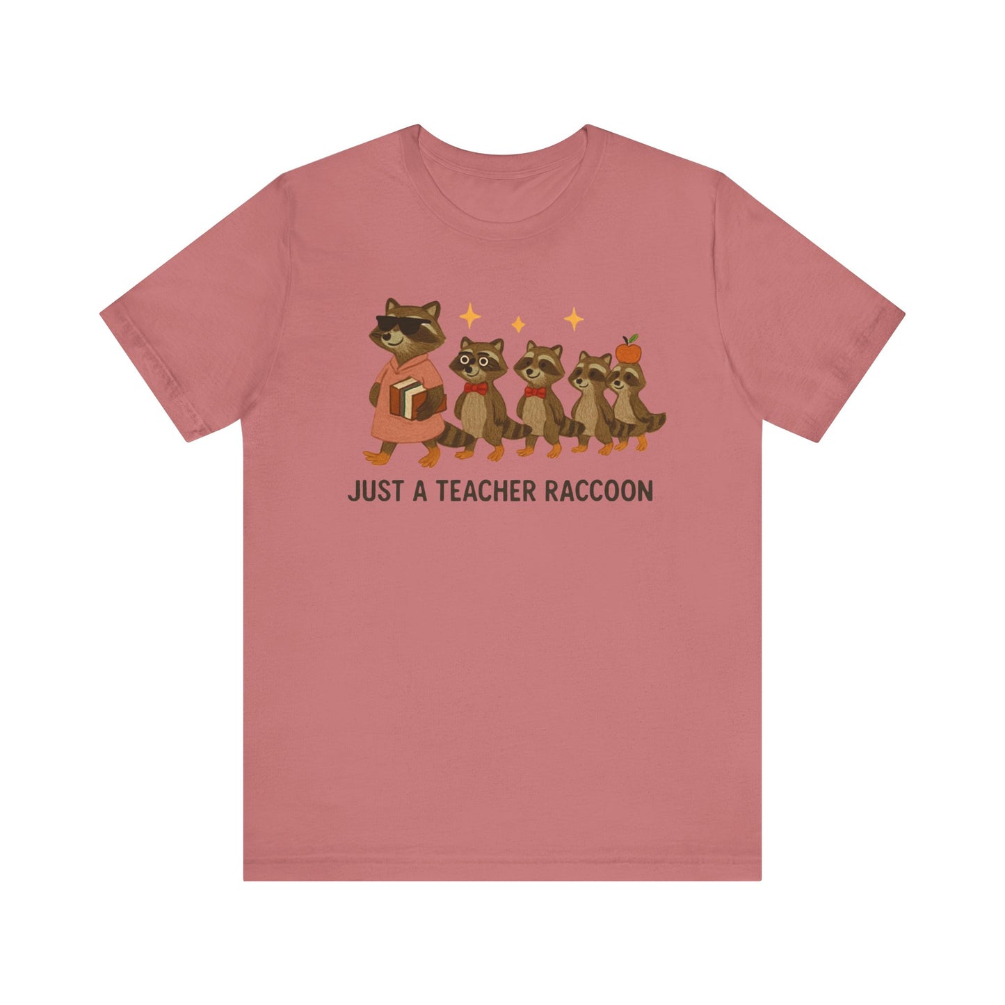 Just a Teacher Raccoon T-Shirt Cute Funny Teacher Graphic Tee, Back to School Raccoon Shirt
