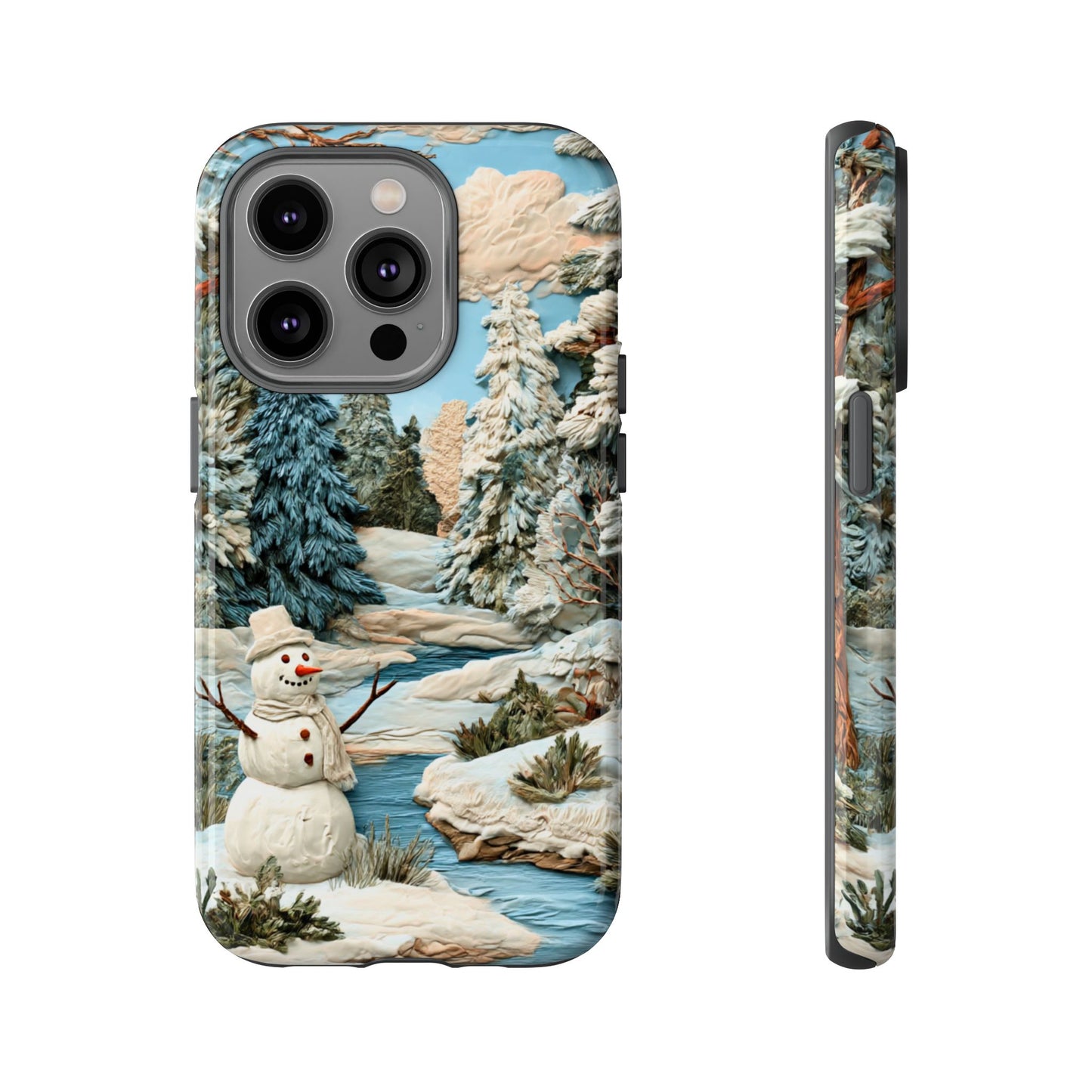 Snowman Winter Scene Phone Case Christmas Holiday Cover for iPhone Samsung Pixel
