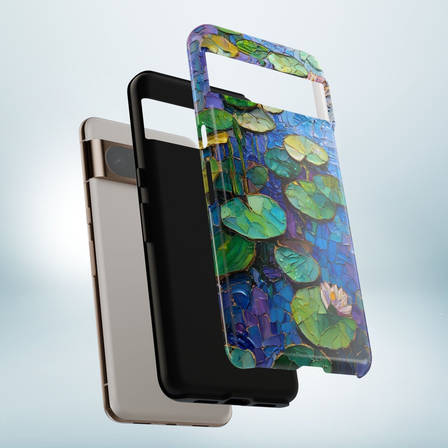Lily Pad Phone Case, Impressionist Mosaic Botanical Cover, iPhone 15 16 17 Pro Air, Google Pixel 7 8 9 Pro, Samsung S23 S24 S25 S26 Ultra