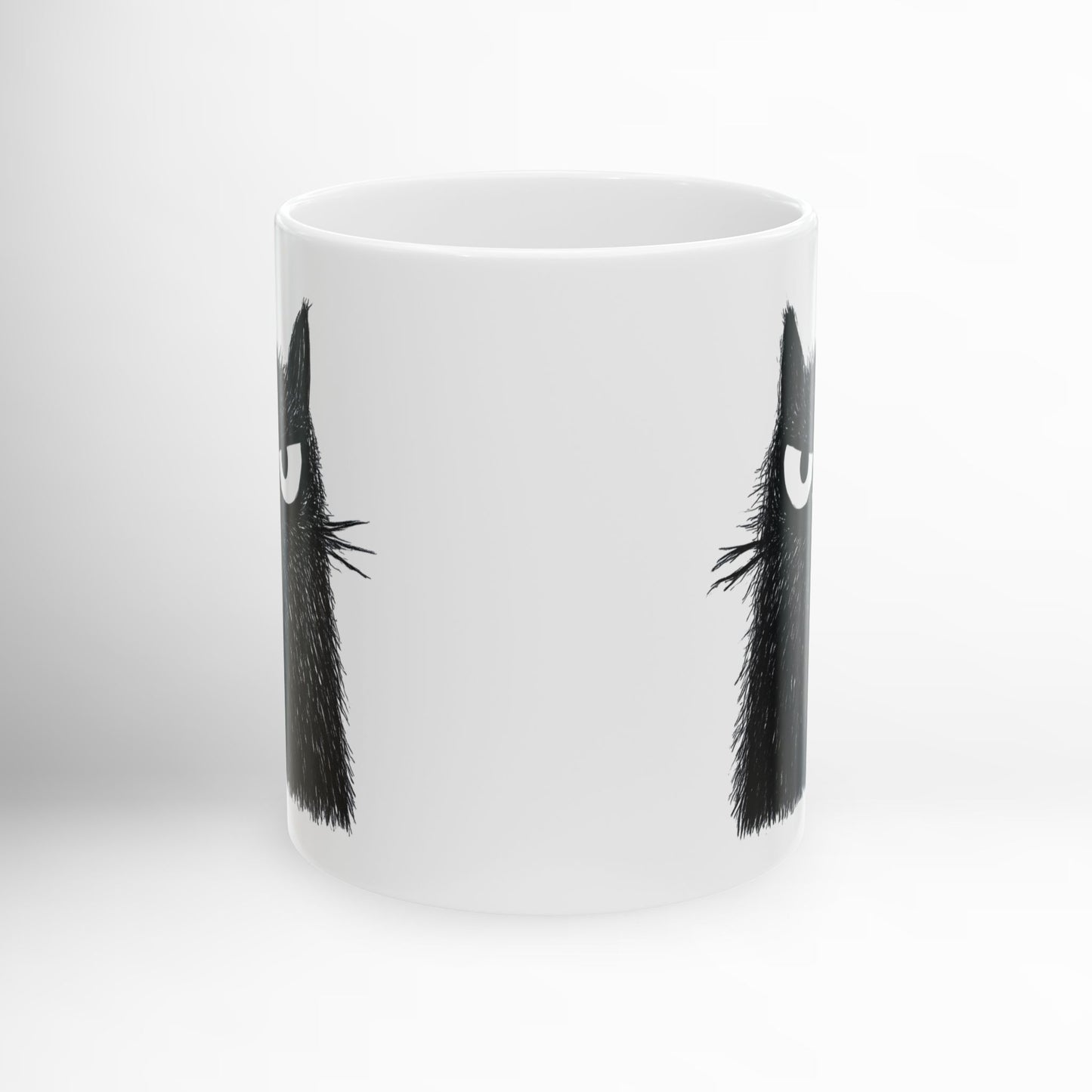 Angry Cat Mug Funny Black Cat Ceramic Coffee Cup 11oz or 15oz