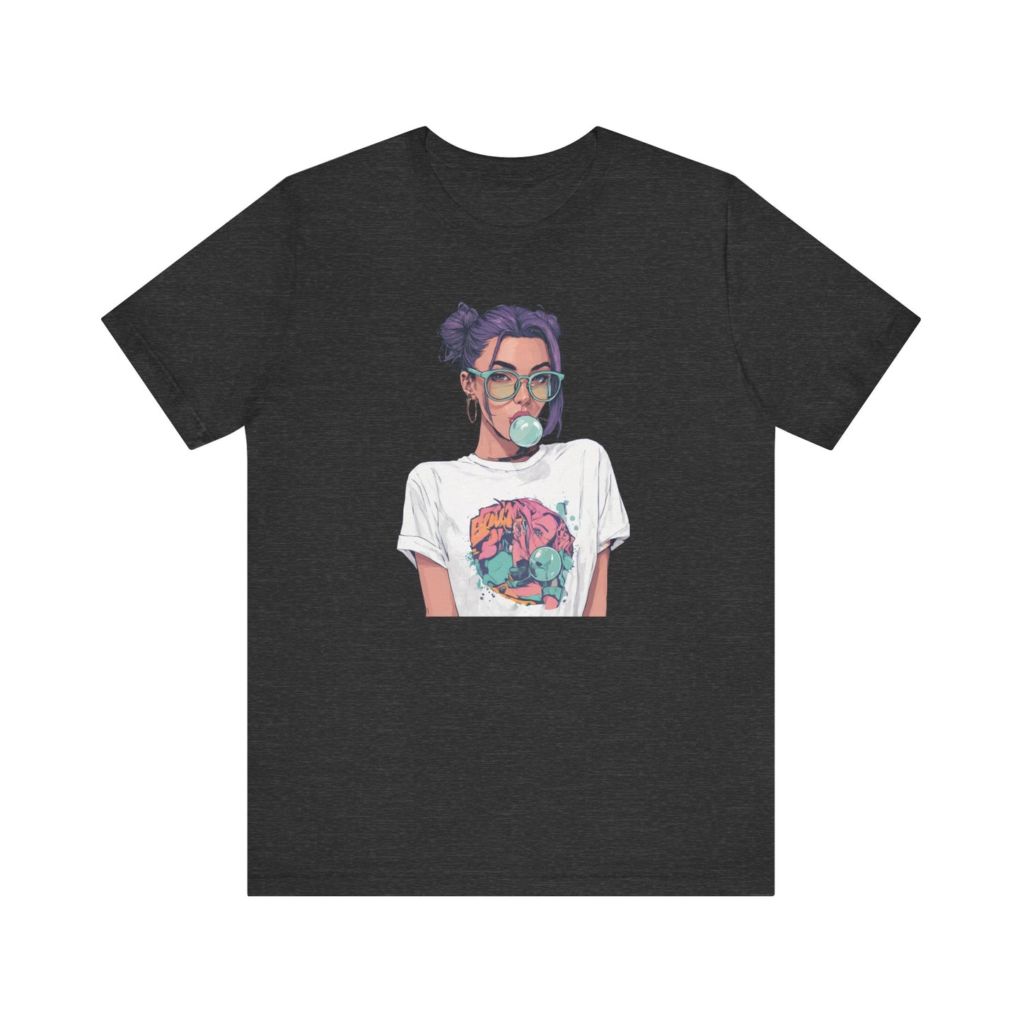 Anime Girl Graphic T Shirt, Bubblegum Pop Art Tee, Japanese Streetwear Aesthetic, Cool Manga Style Top, Gift for Anime Fans