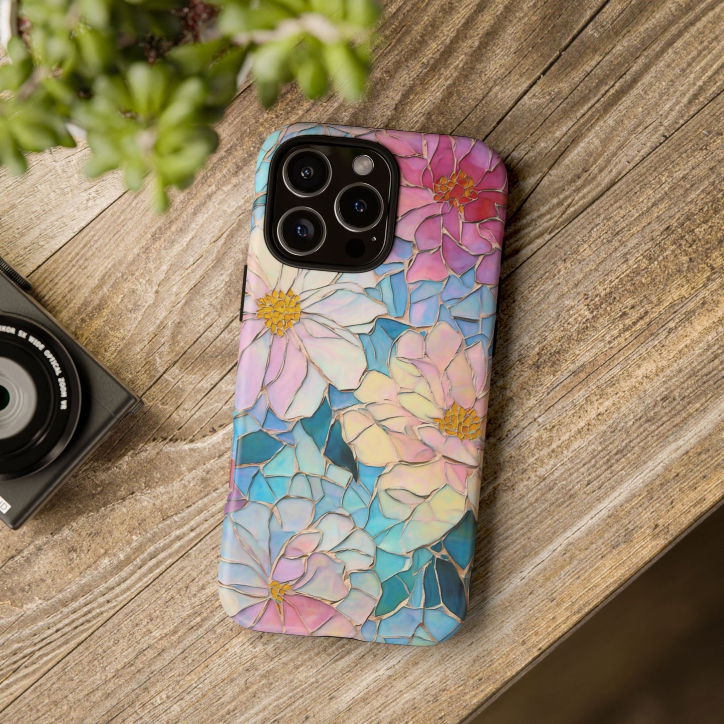 Floral Mosaic Phone Case, Colorful Flower Art Cover, Protective iPhone Samsung Pixel Case, New Phone Accessory, Gift for Friend
