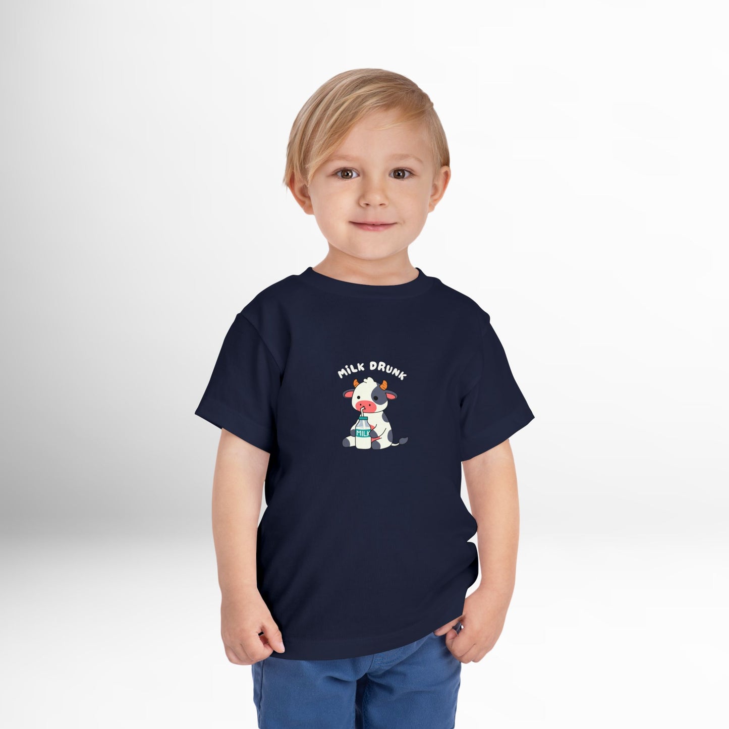 Milk Drunk Toddler Shirt - Cute Cow Graphic Cotton Tee (2T-5T)