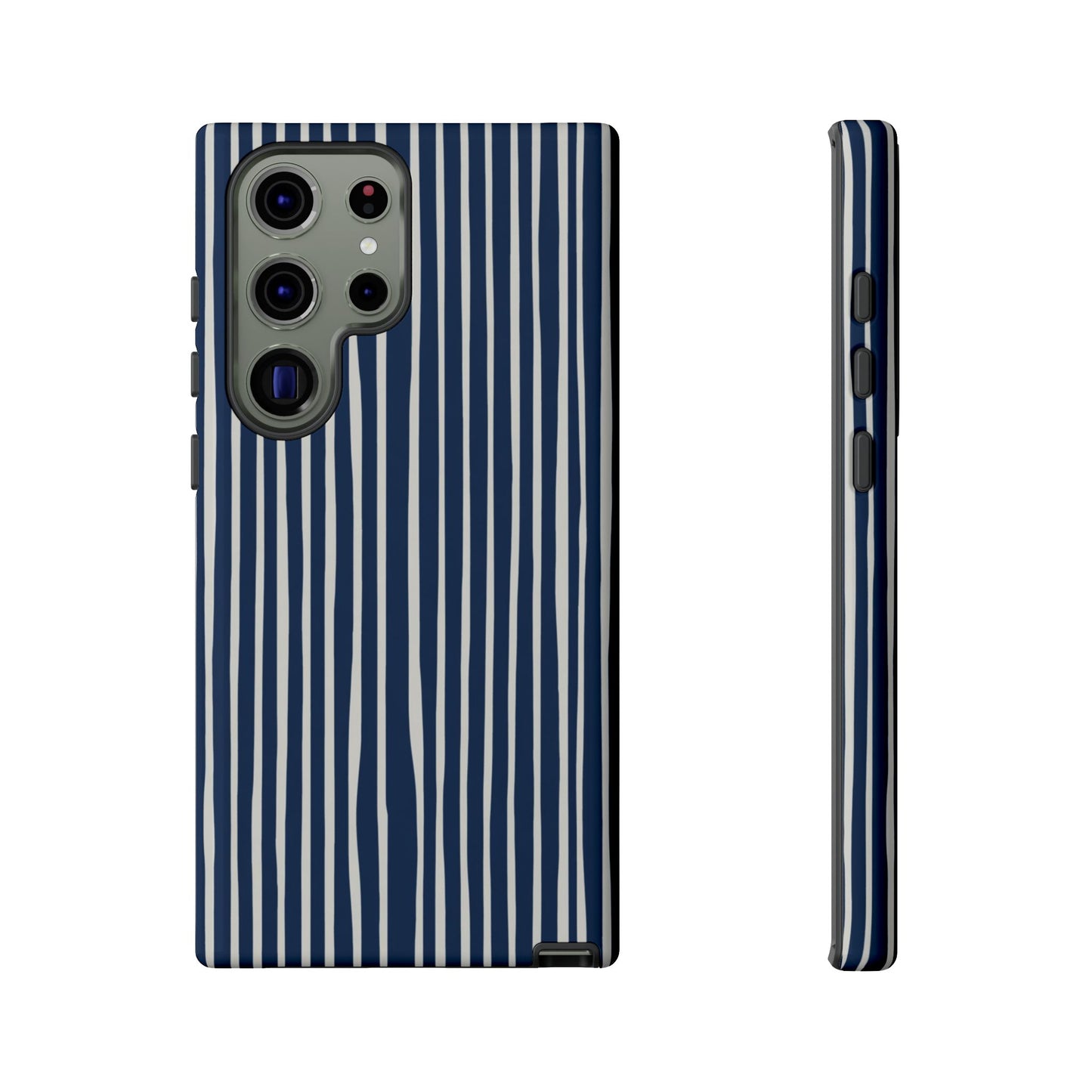 Navy Striped Phone Case | Minimalist Blue and White Stripe Design, Nautical Aesthetic Protective Cover