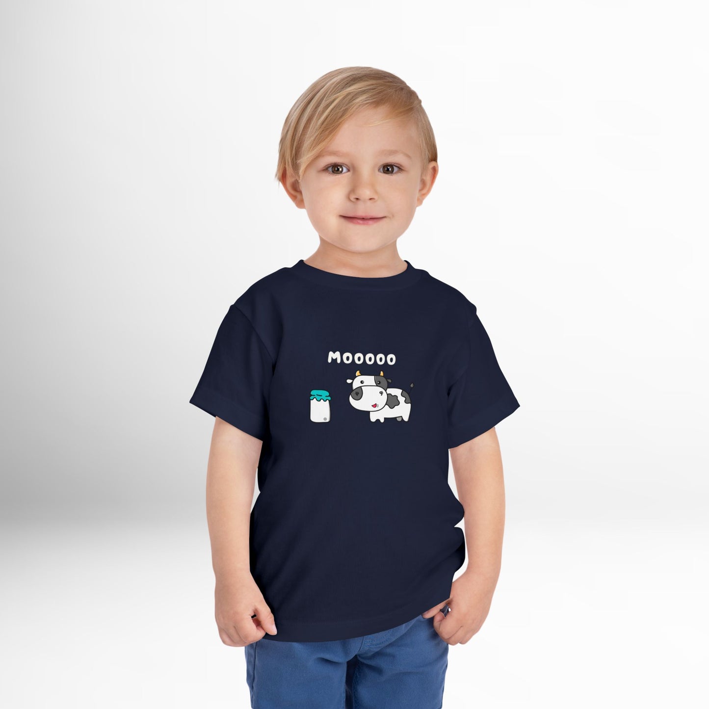 Moo Toddler Shirt - Cute Cow Graphic Cotton Tee with Farm Animal Design (2T-5T)