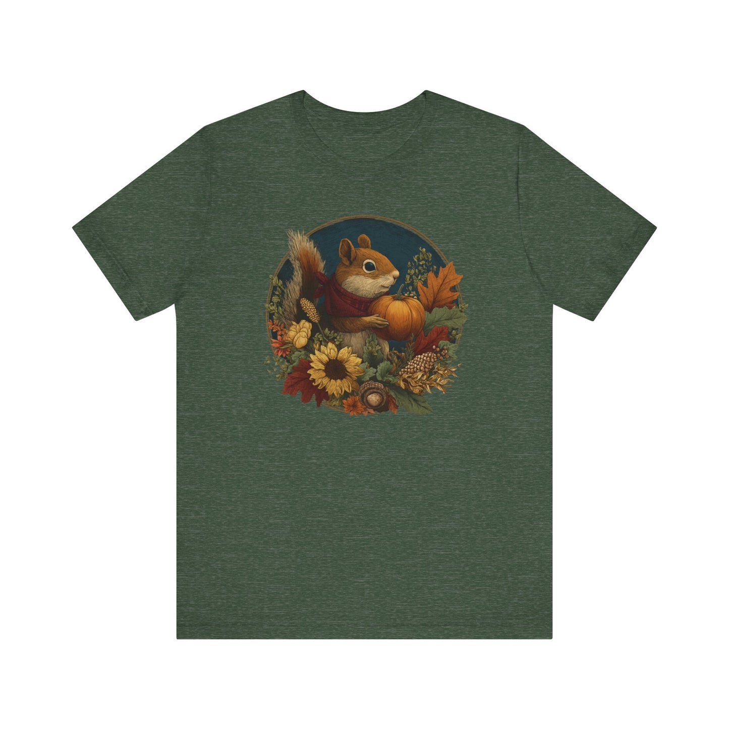 Squirrel with Pumpkin T-Shirt Cute Fall Woodland Animal Tee, Autumn Harvest Graphic Shirt, Cozy Nature Wildlife Top