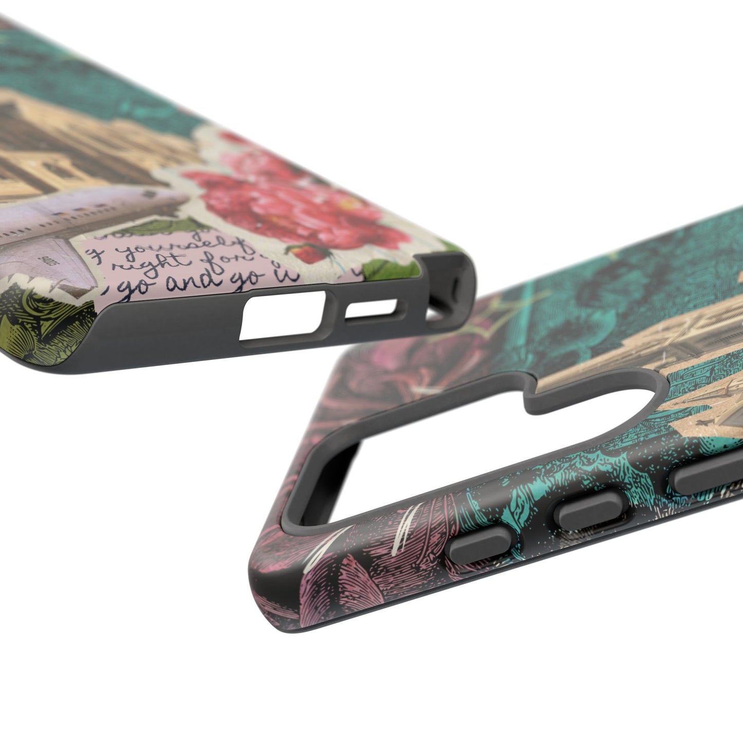 Gothic Cathedral Phone Case, Dark Academia Aesthetic, Fall Floral Art iPhone Samsung Pixel Cover, Scrapbook Vintage Phone Case Design