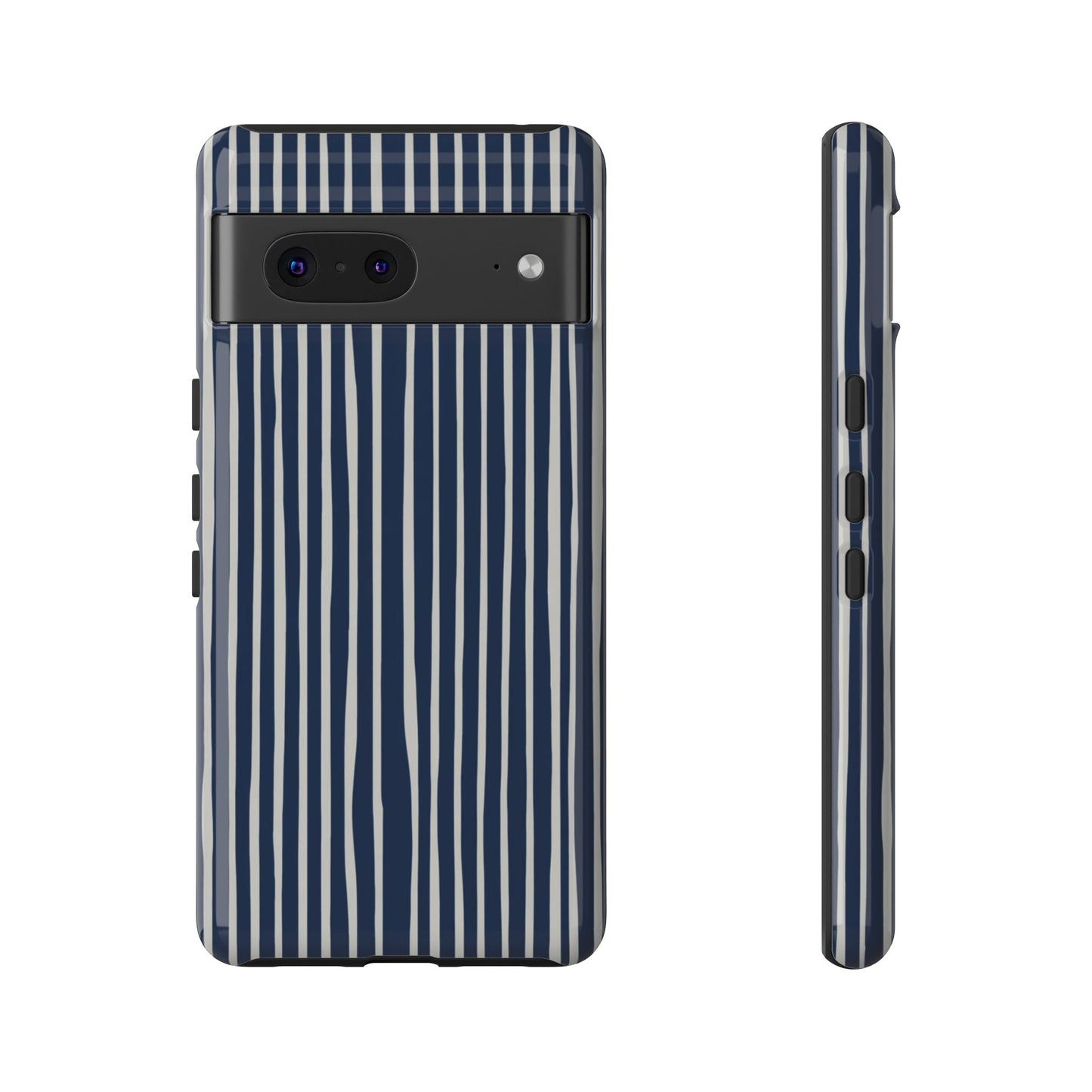 Navy Striped Phone Case | Minimalist Blue and White Stripe Design, Nautical Aesthetic Protective Cover