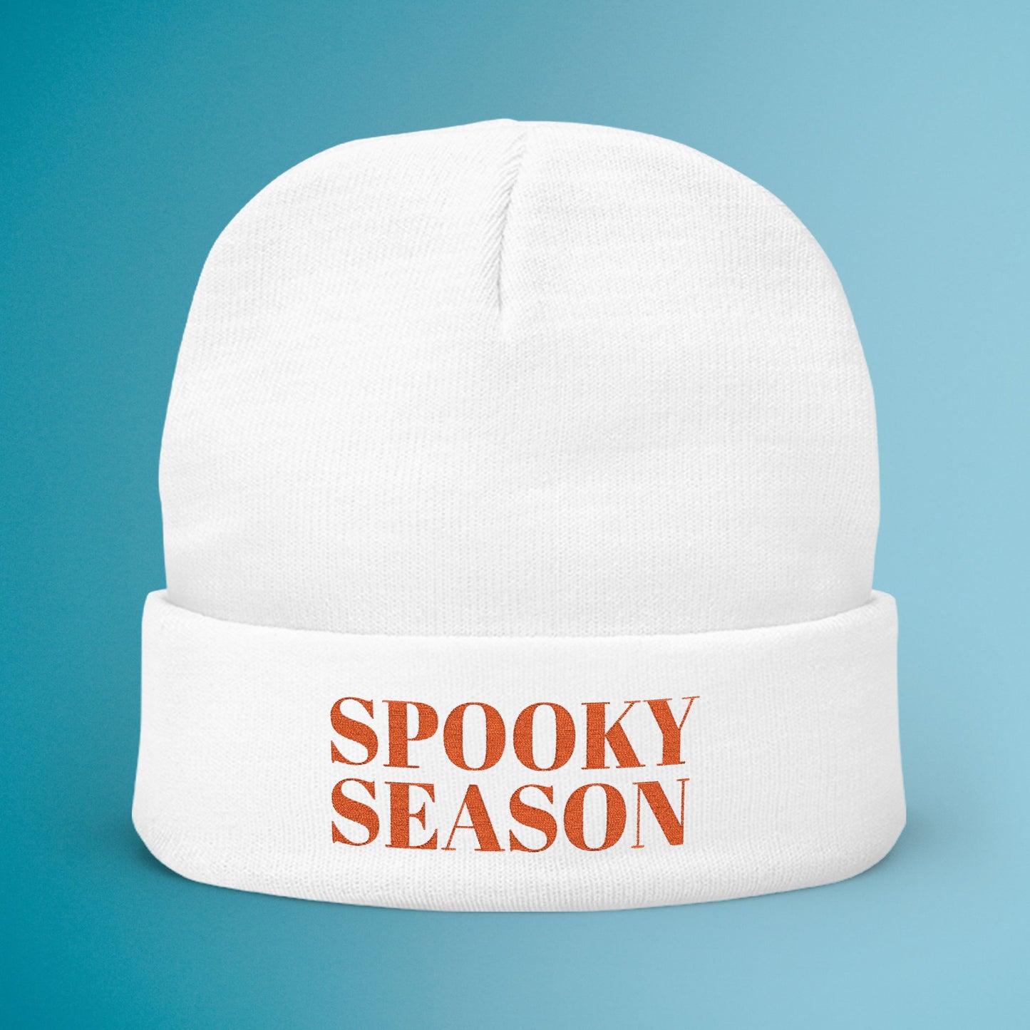 Spooky Season Embroidered Beanie, Halloween Knit Hat, Cozy Autumn Winter Accessory, Fall Fashion Gift