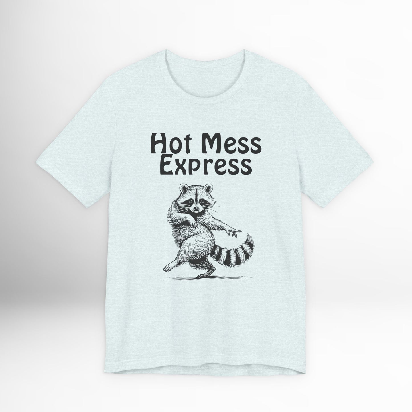 Hot Mess Express Raccoon T-Shirt Funny Graphic Tee, Humor Novelty Shirt, Animal Humor Gift