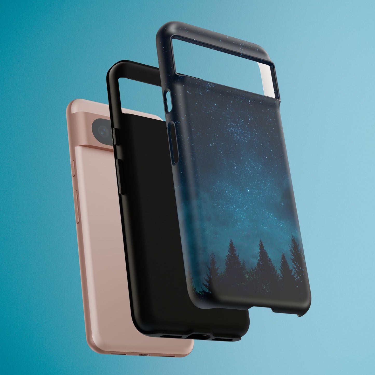 Dark Starry Night Phone Case - Winter Theme Phone Cover for iPhone, Pixel and Samsung Galaxy Models