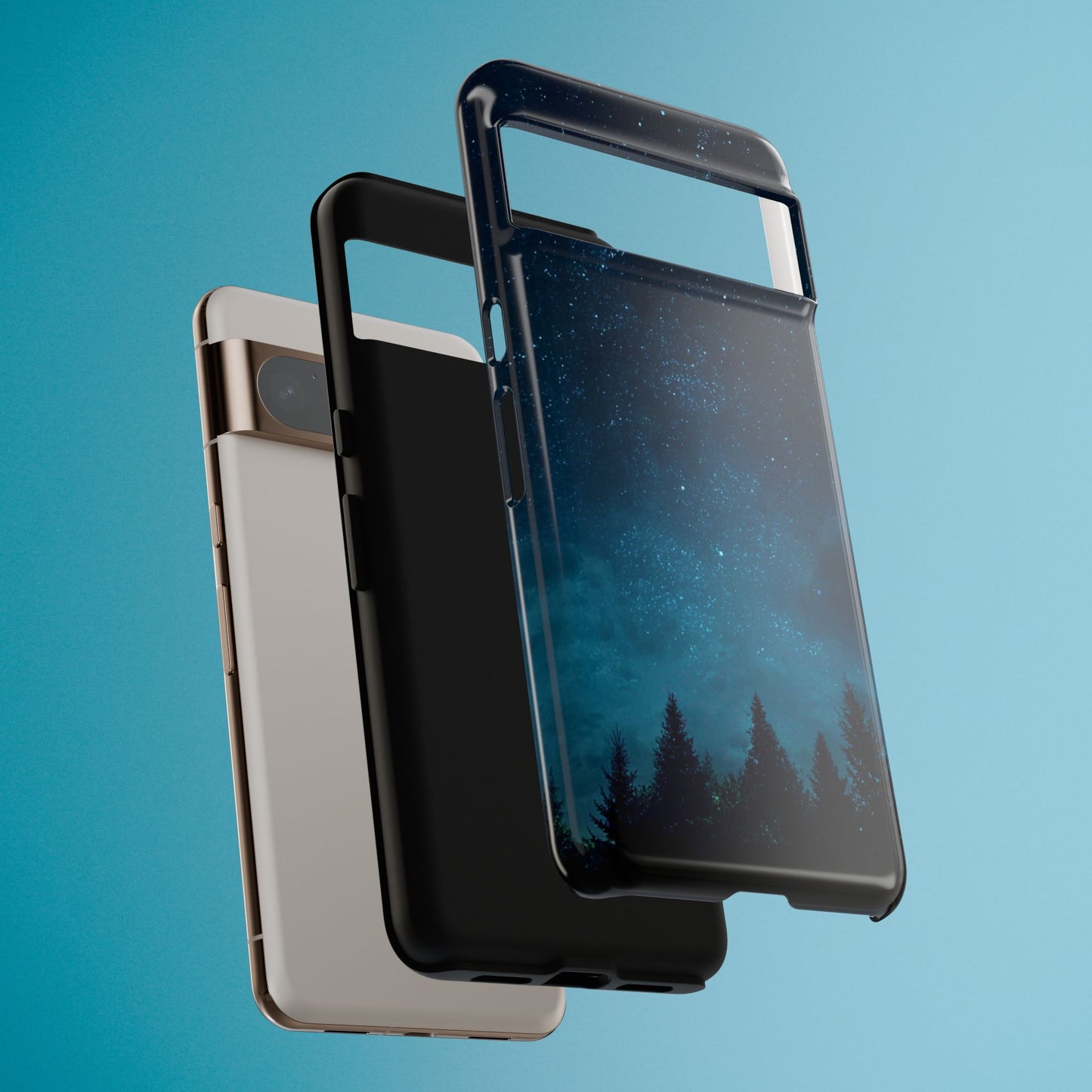 Dark Starry Night Phone Case - Winter Theme Phone Cover for iPhone, Pixel and Samsung Galaxy Models