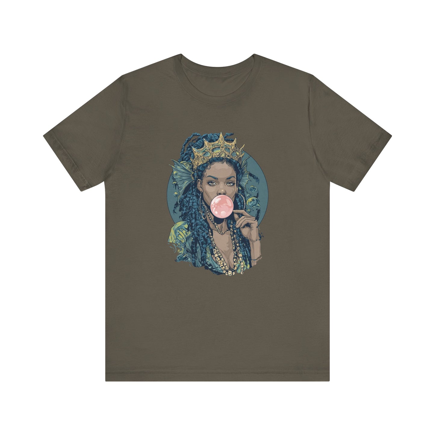 Siren Goddess Bubblegum T-Shirt | Fantasy Ocean Mythology Tee | Mermaid Crown Graphic Shirt | Unique Streetwear Top