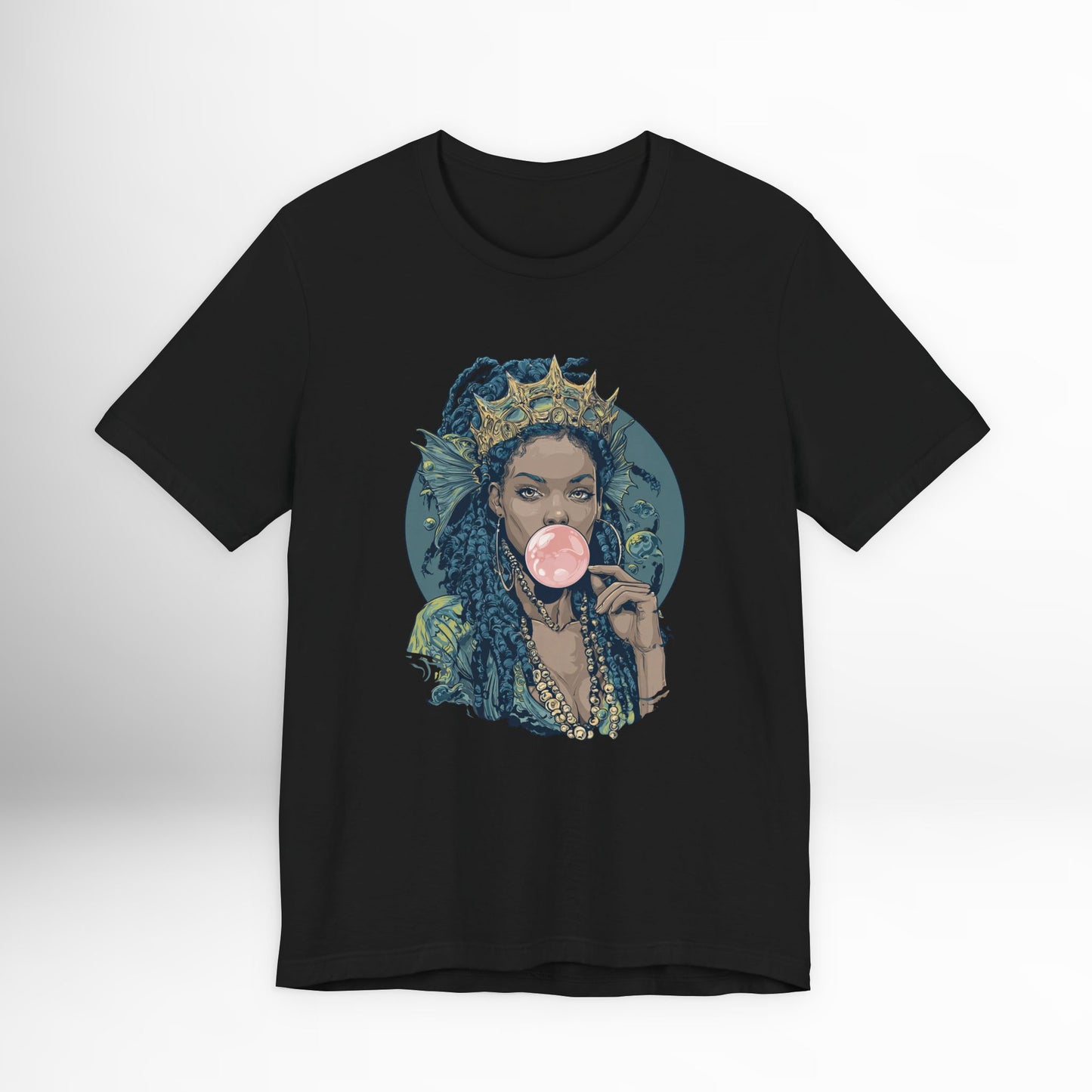 Siren Goddess Bubblegum T-Shirt | Fantasy Ocean Mythology Tee | Mermaid Crown Graphic Shirt | Unique Streetwear Top